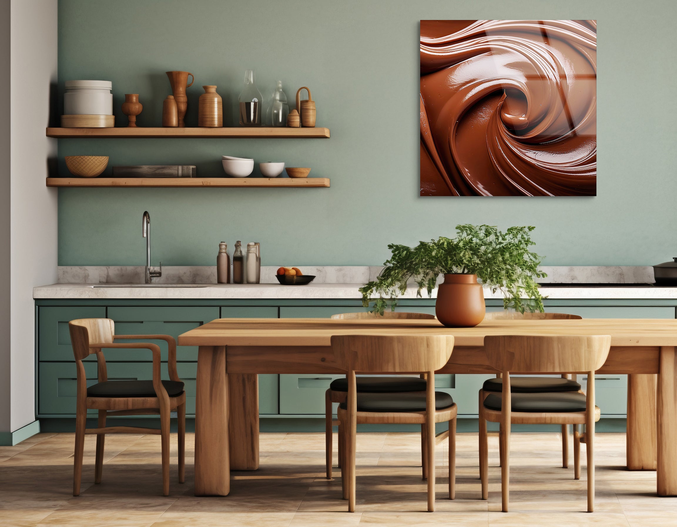 Melted Milk Chocolate Texture | Premium HD Metal Wall Art