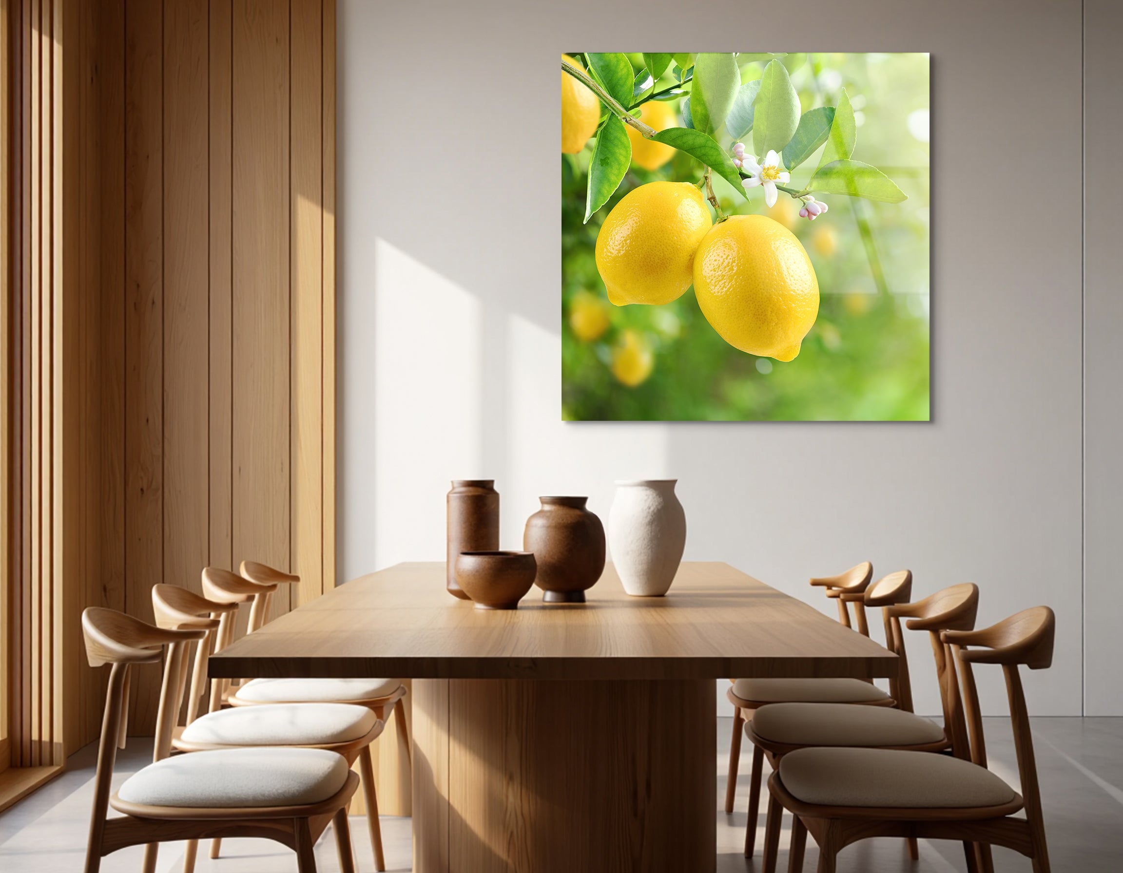 Lemon with Flower on Tree | Premium HD Metal Wall Art
