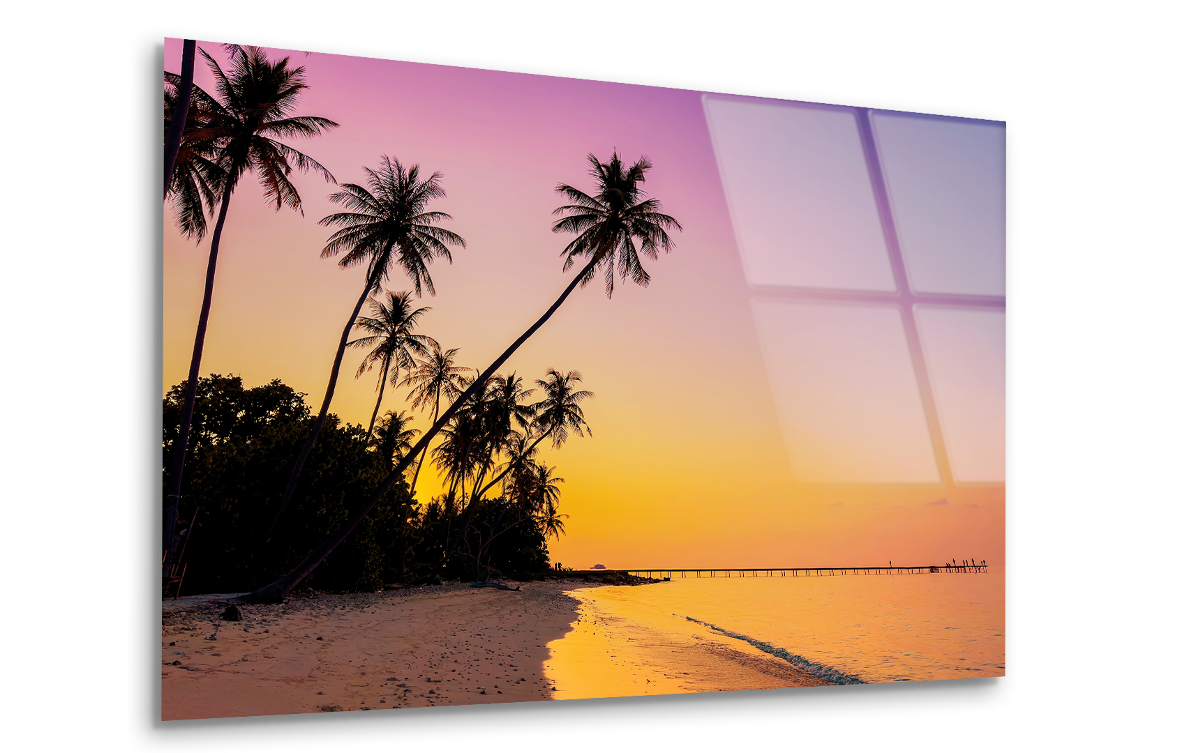 Summer Sunrise with Palm Trees | Premium HD Metal Wall Art