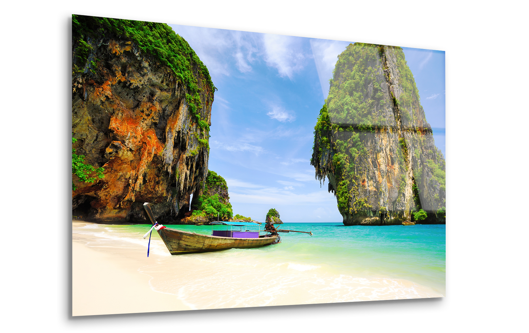 Tropical Beach with Limestone Rock, Krabi, Thailand | Premium HD Metal Wall Art