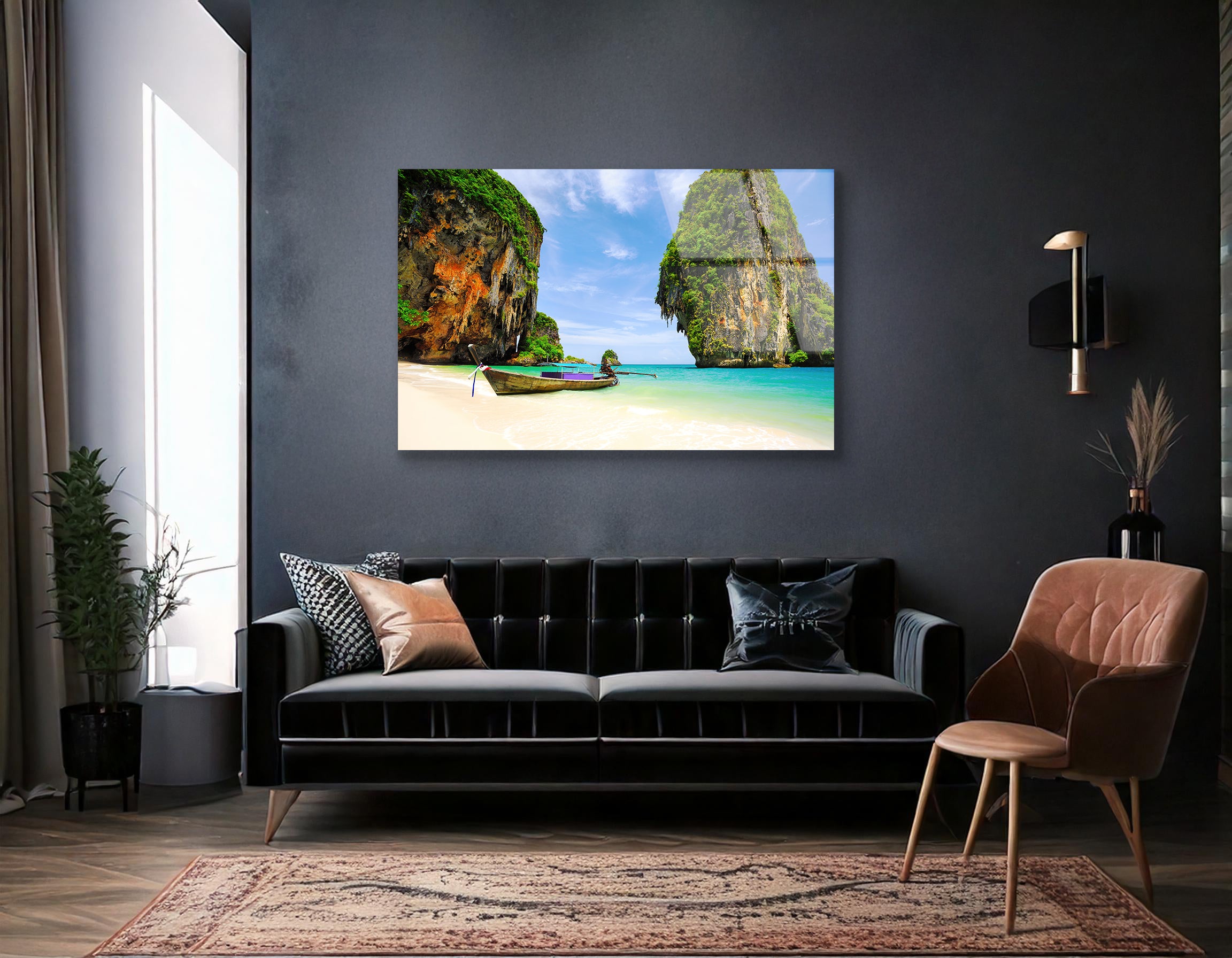 Tropical Beach with Limestone Rock, Krabi, Thailand | Premium HD Metal Wall Art