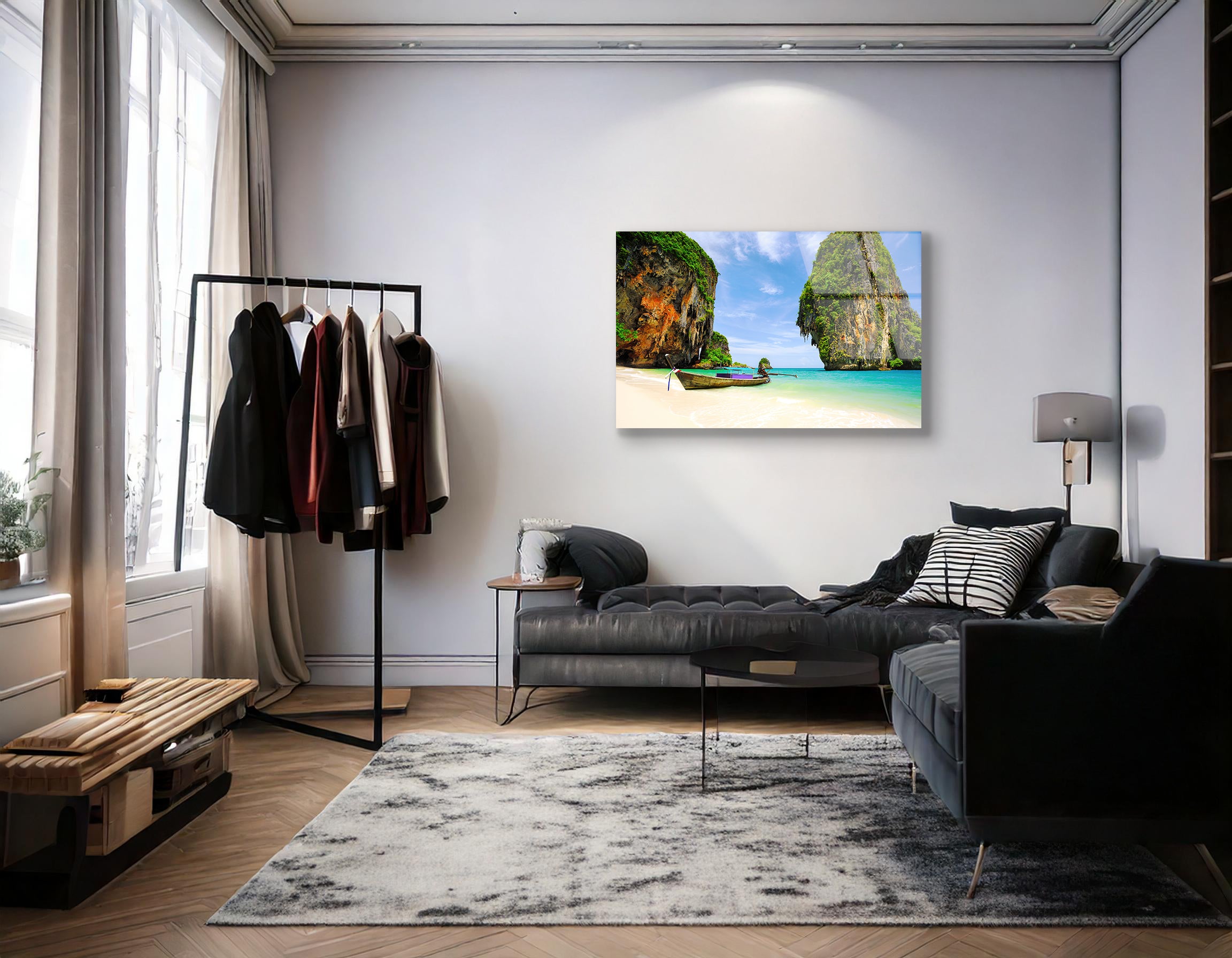 Tropical Beach with Limestone Rock, Krabi, Thailand | Premium HD Metal Wall Art