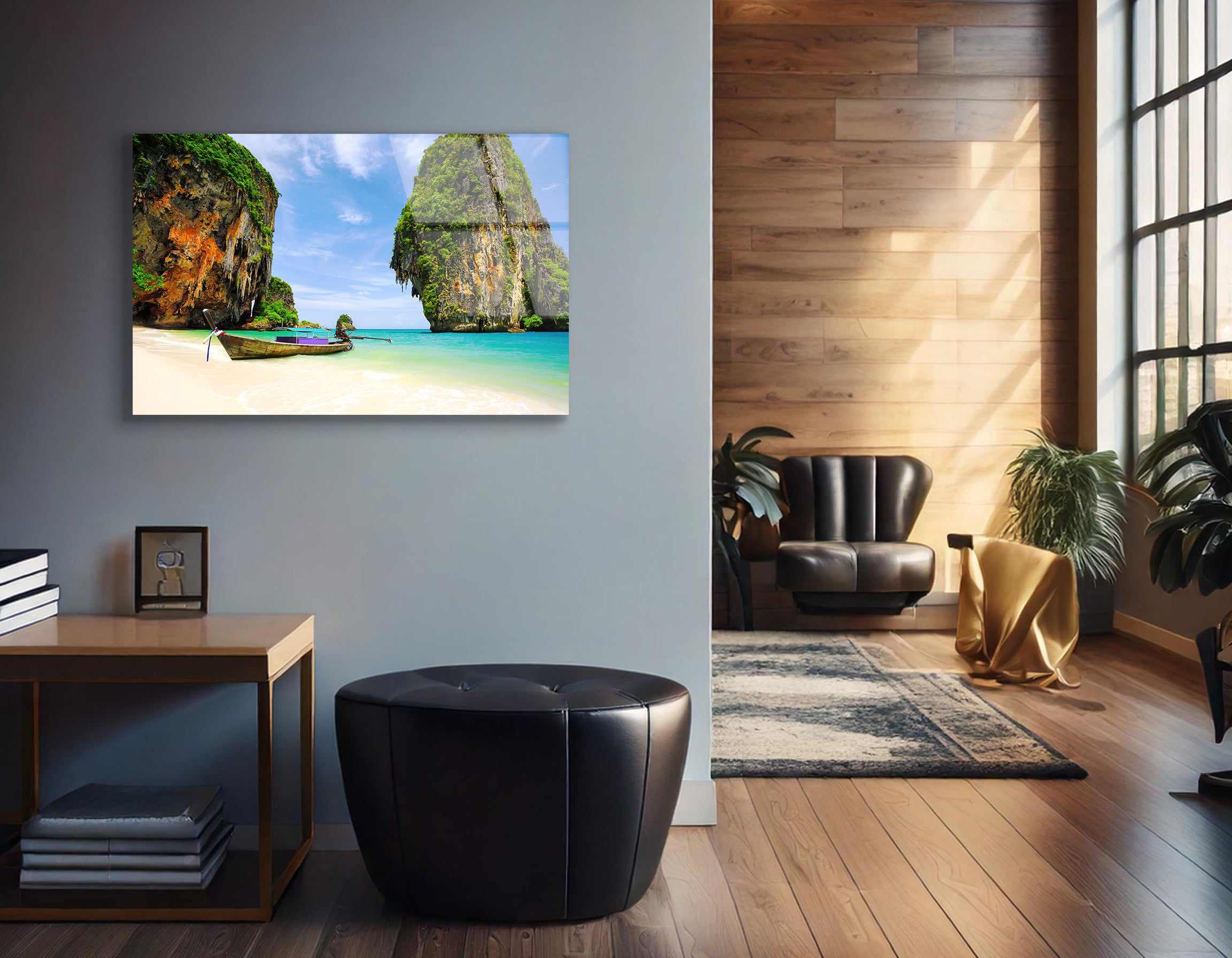 Tropical Beach with Limestone Rock, Krabi, Thailand | Premium HD Metal Wall Art