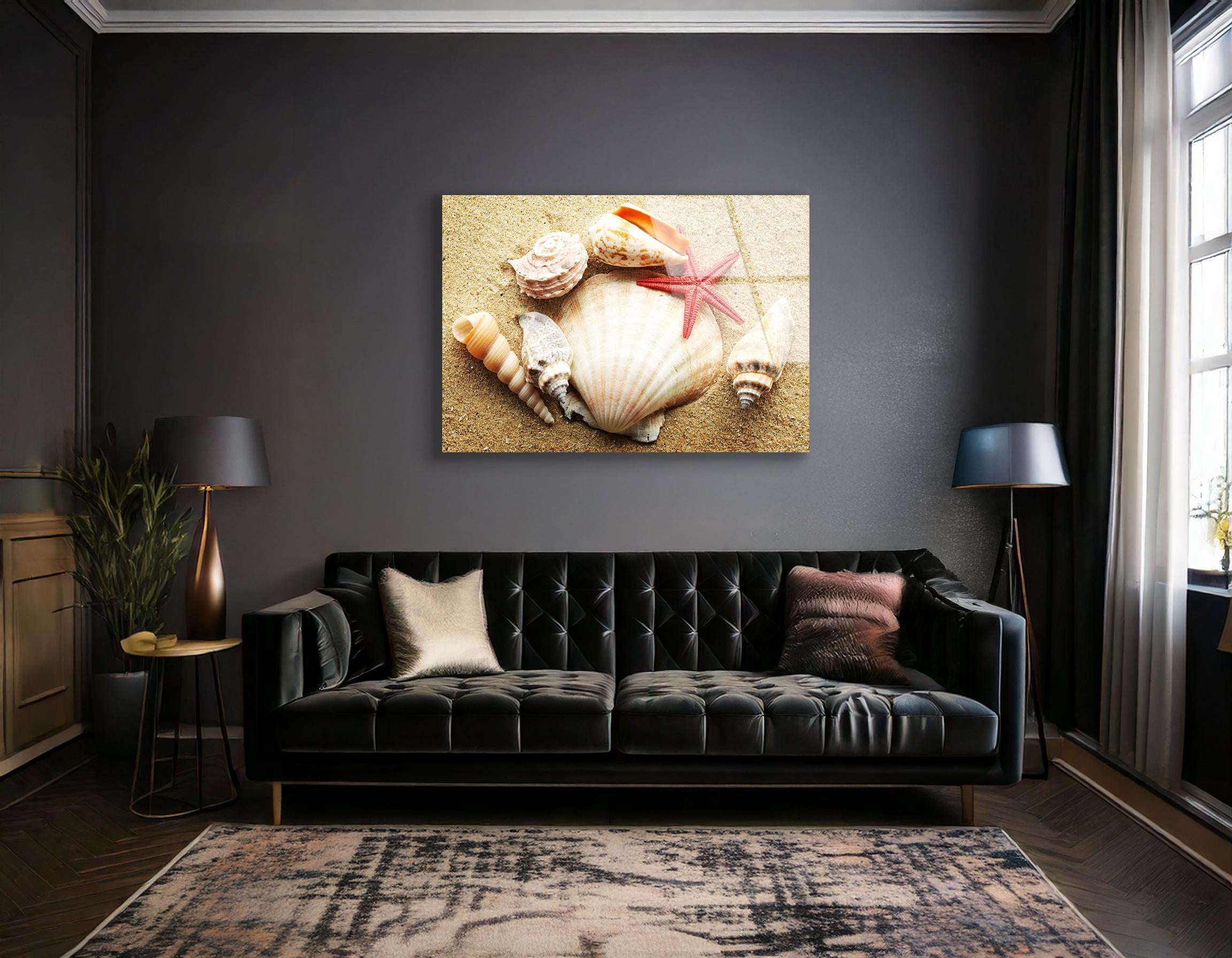 Sea Shells with Sand Background | Premium HD Metal Wall Art