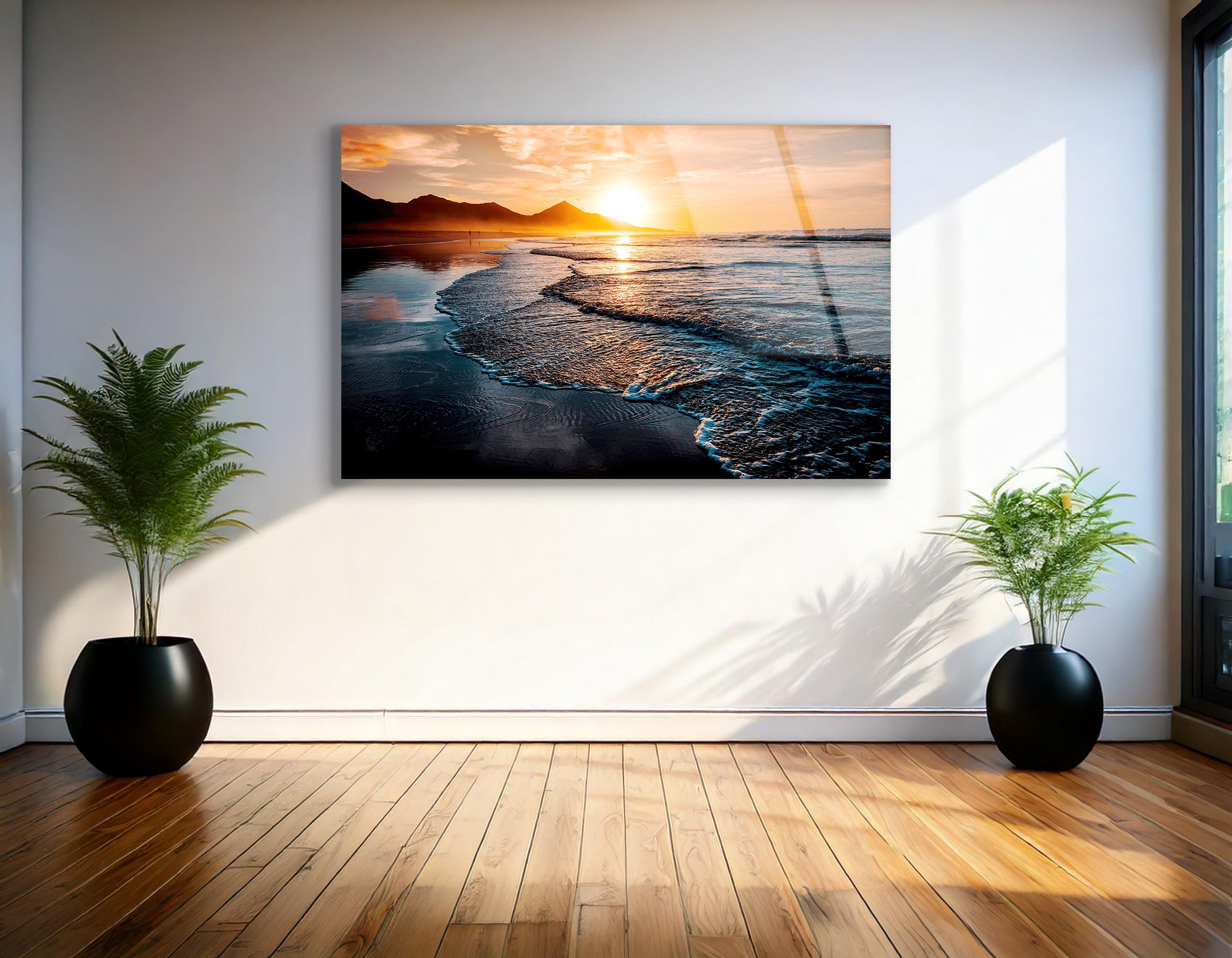 Amazing Beach Sunset with Endless Horizon | Premium HD Metal Wall Art