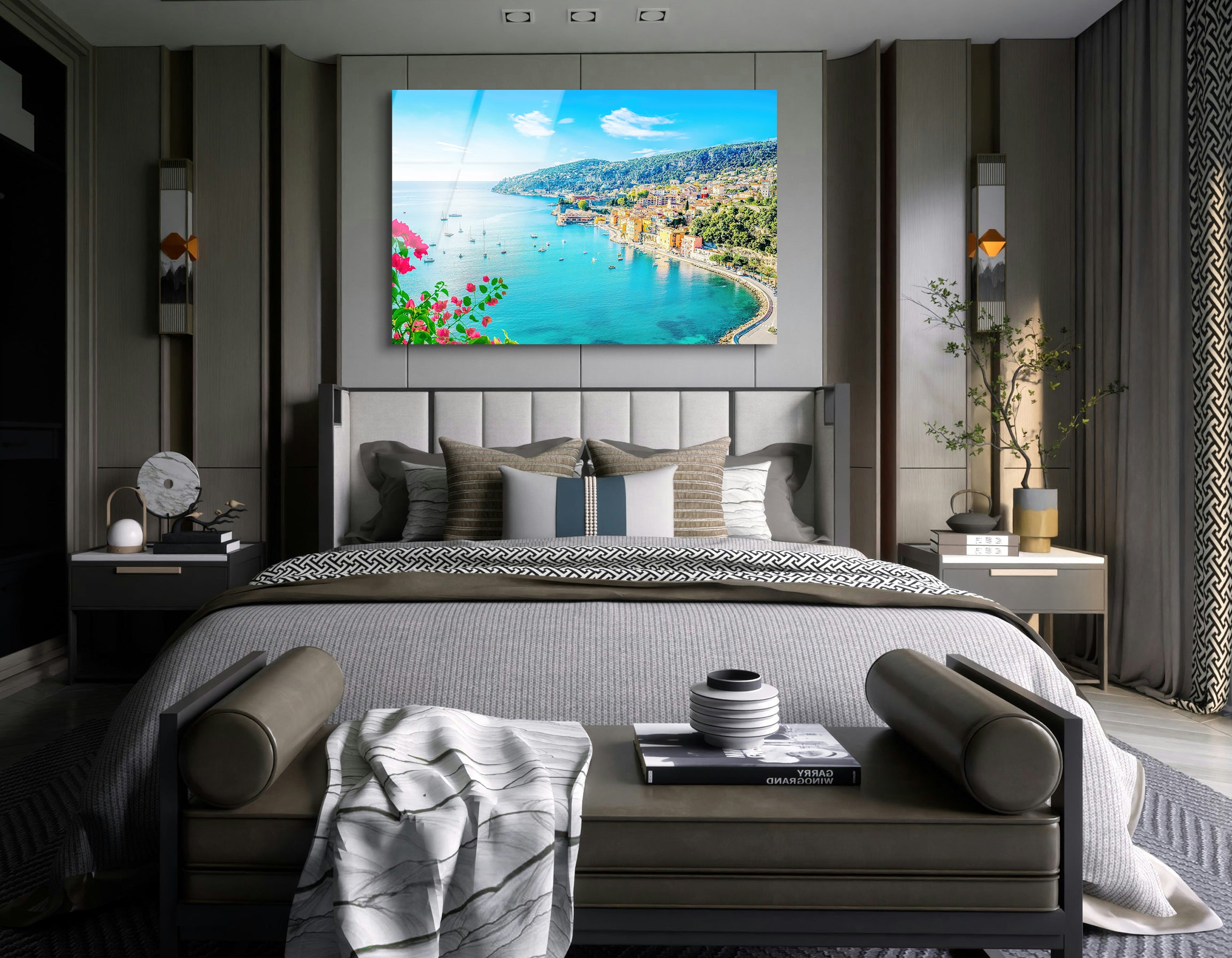 French Riviera Beach View | Premium HD Metal Wall Art
