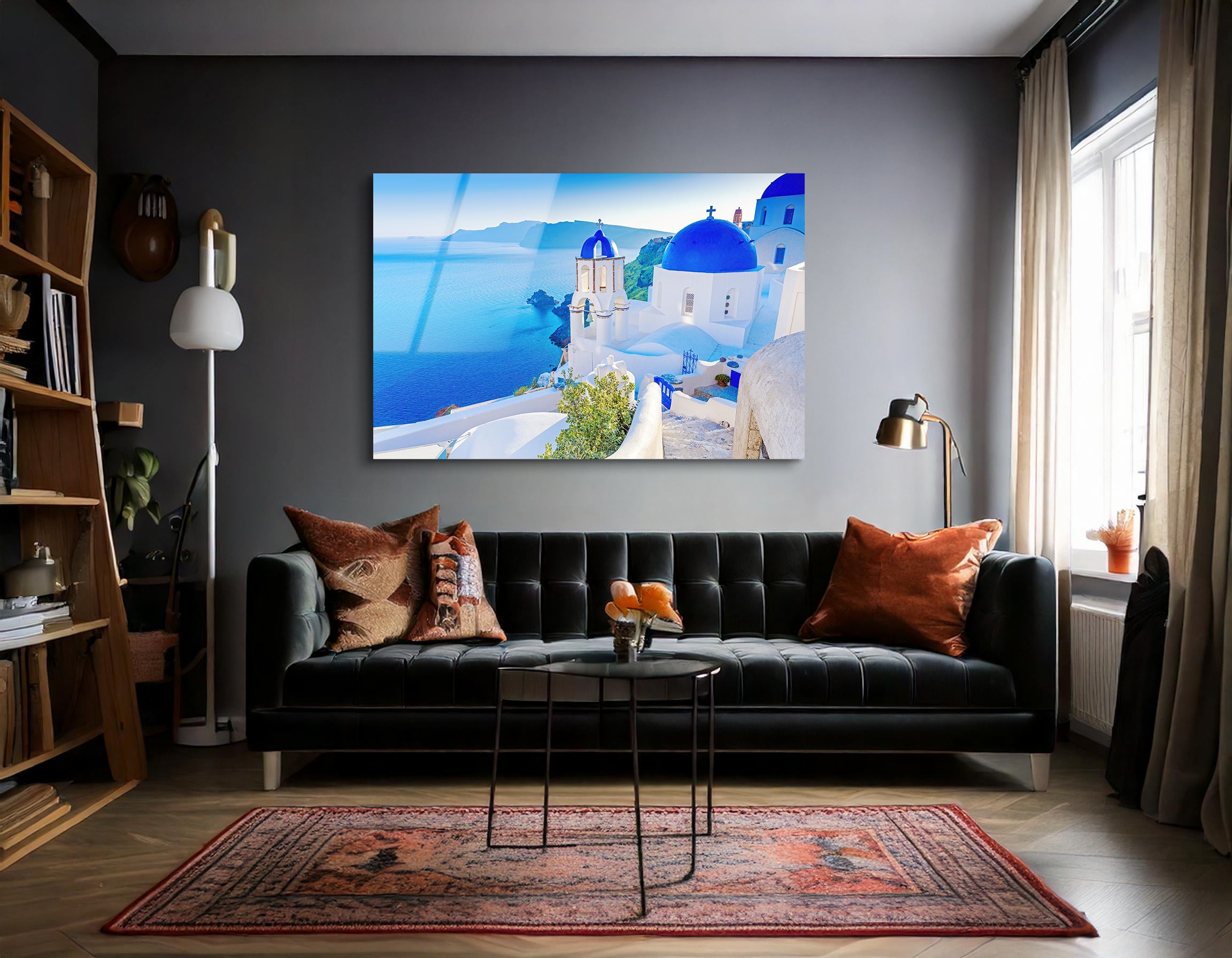 Blue Dome Church Santorini | Premium HD Metal Wall Art