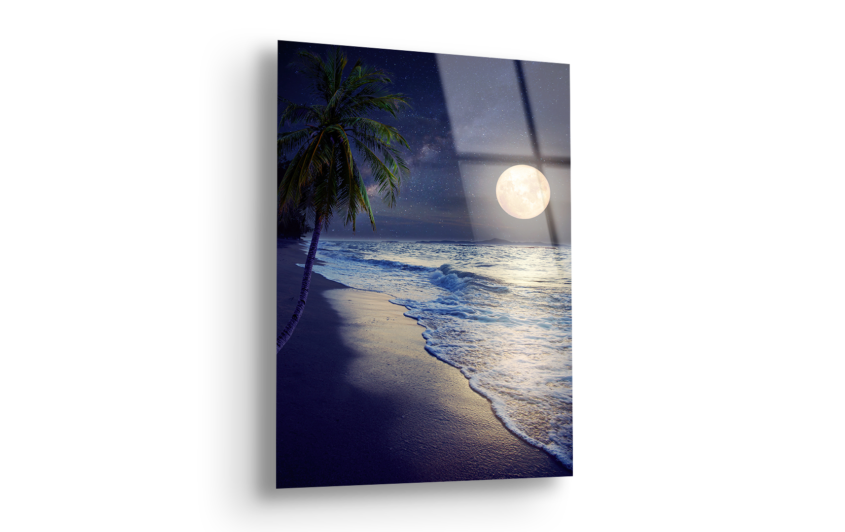 Moonlit Tropics & Milky Way | Premium HD Metal Wall Art