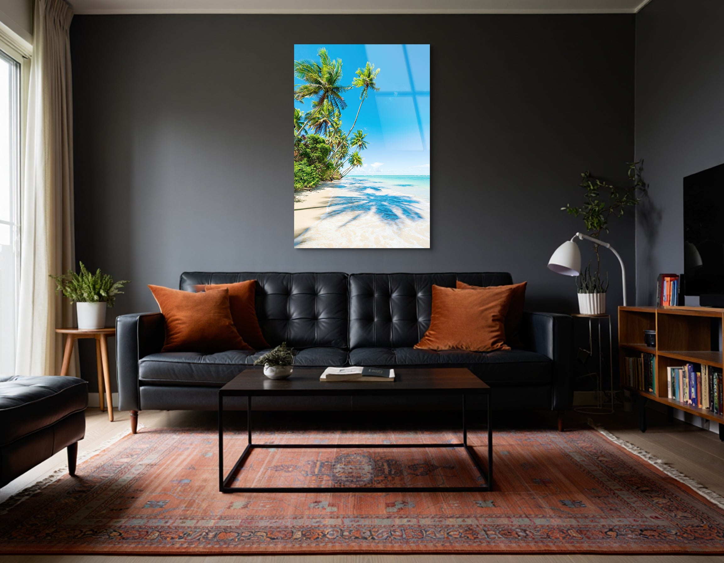 Palm Shadows in Bahia | Premium HD Metal Wall Art