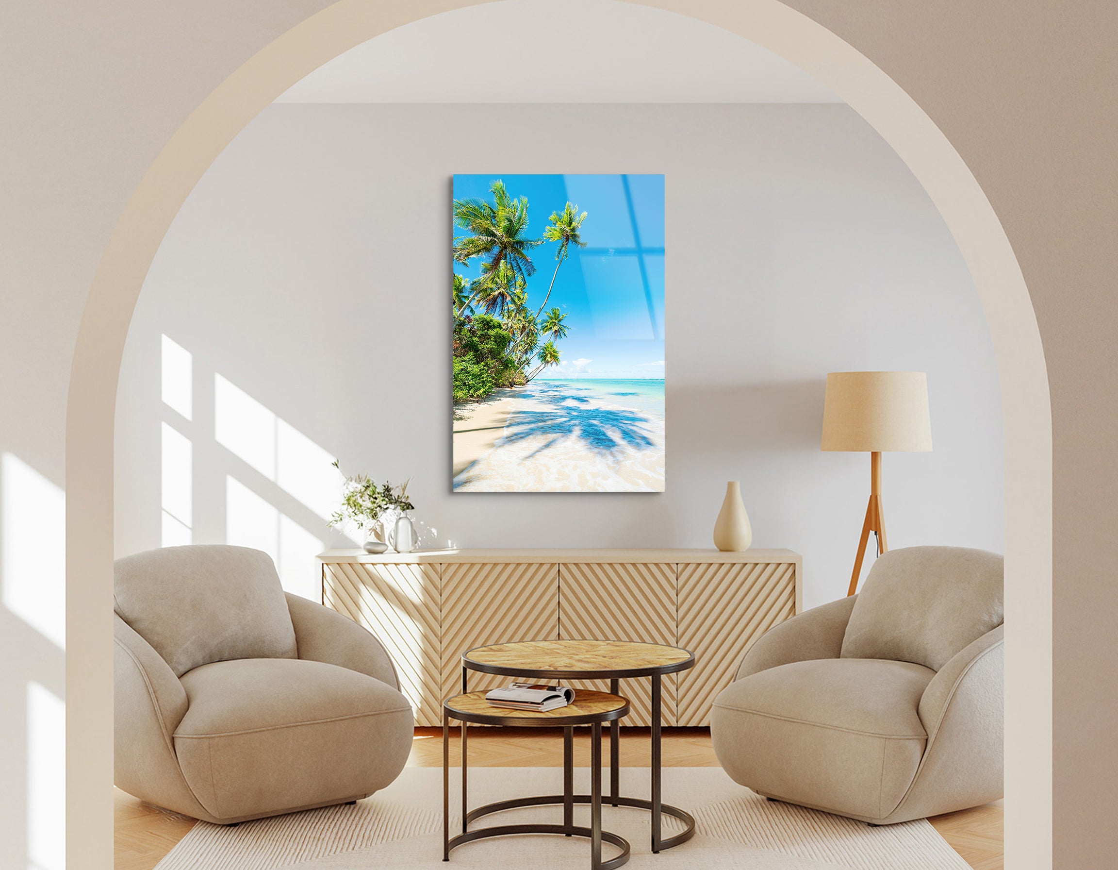 Palm Shadows in Bahia | Premium HD Metal Wall Art