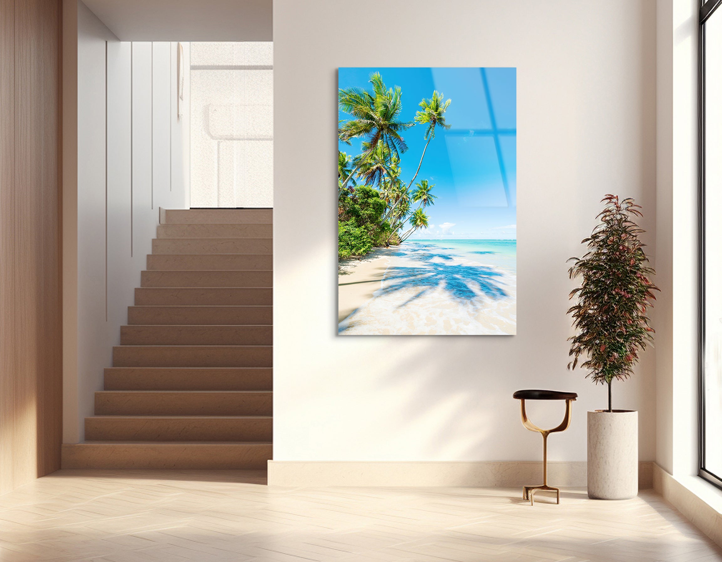 Palm Shadows in Bahia | Premium HD Metal Wall Art