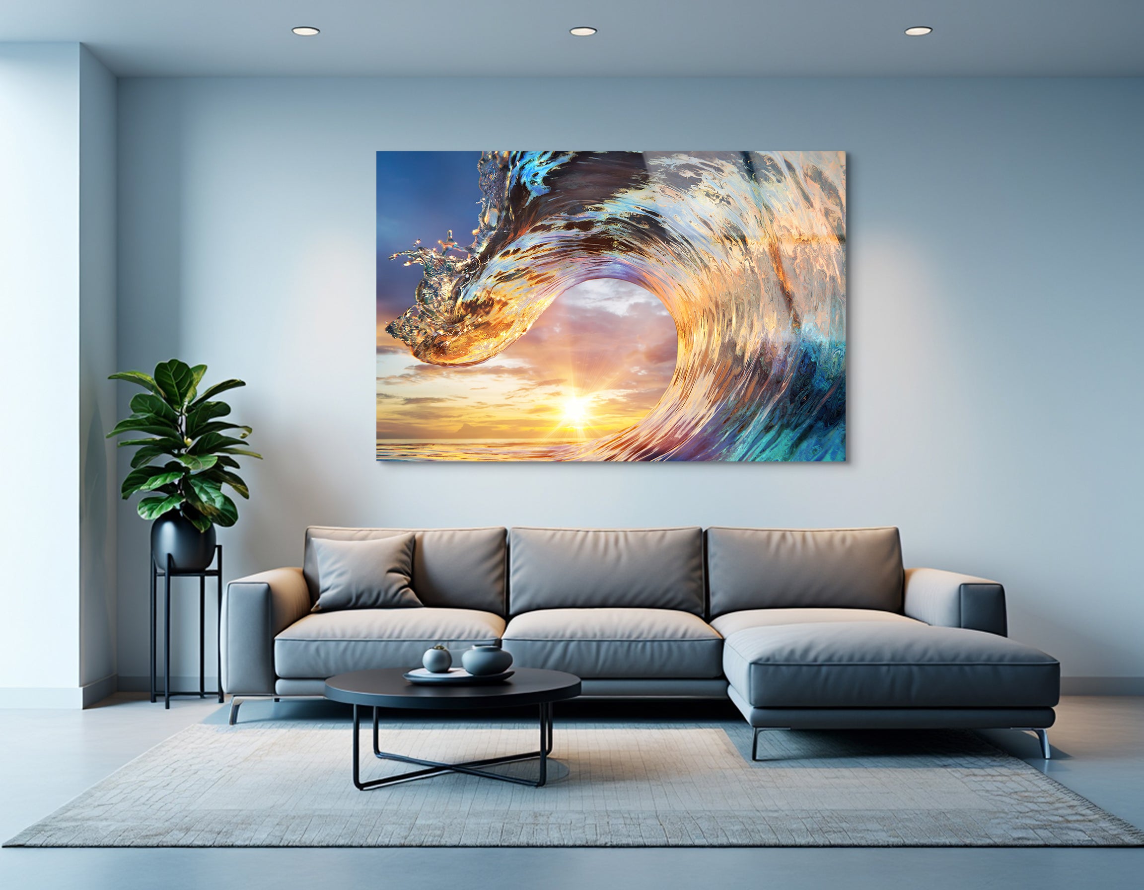 Sunset Wave Crest | Premium HD Metal Wall Art