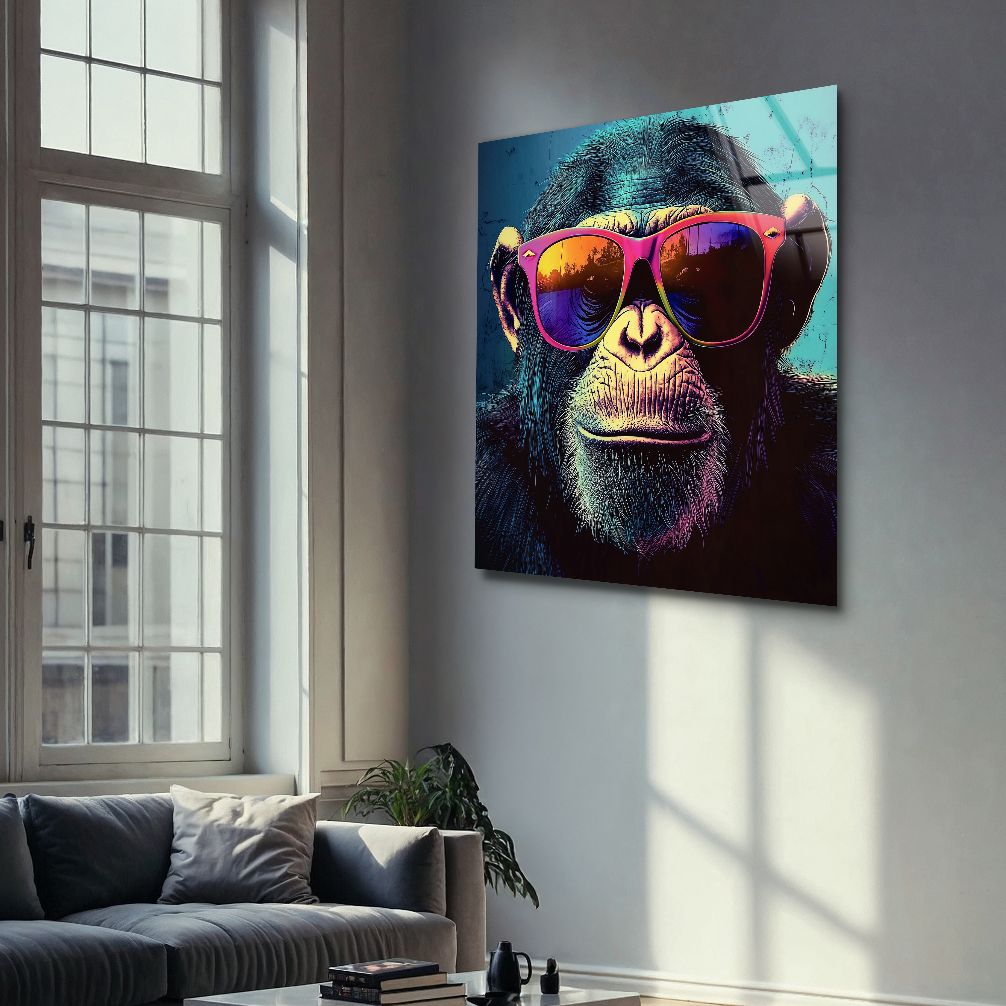 Monkey with Sunglasses | Premium HD Metal Wall Art