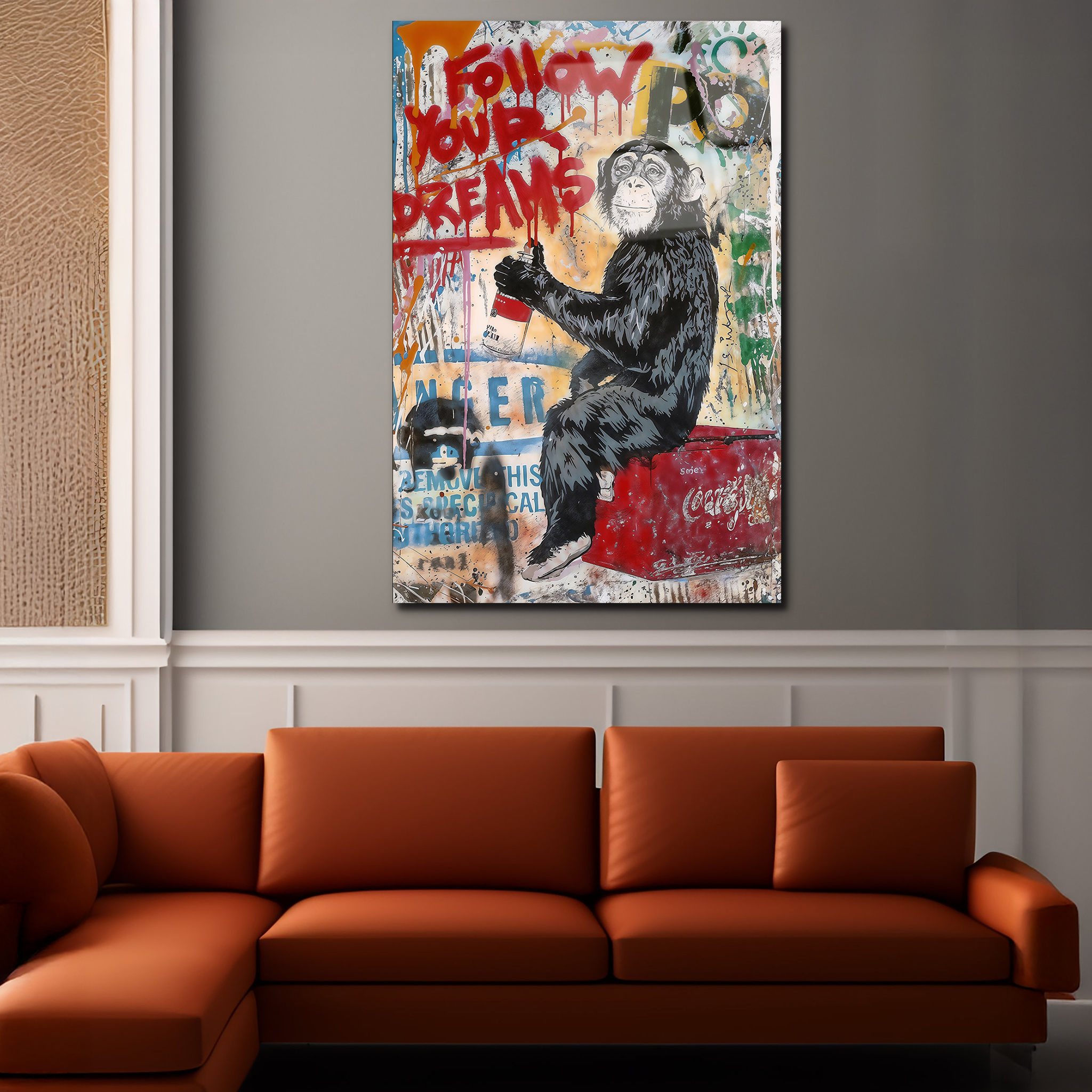 Banksy "Follow Your Dreams" Monkey | Premium HD Metal Wall Art