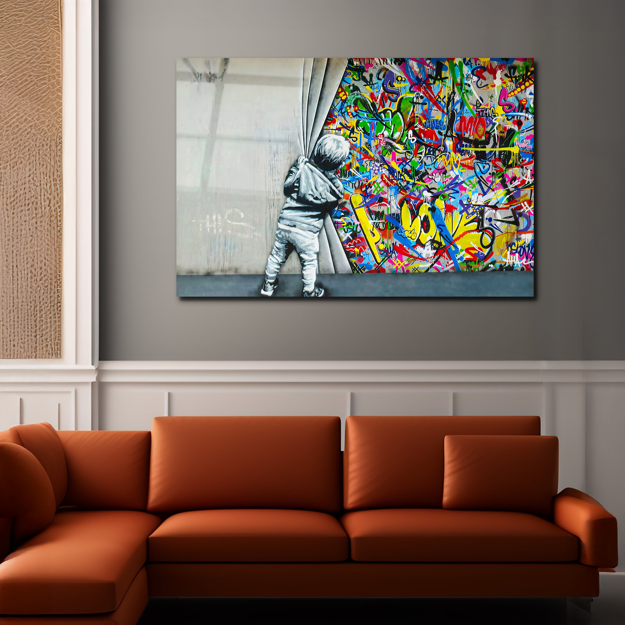 Banksy "Pull Back the Curtain" | Premium HD Metal Wall Art - DezignArt