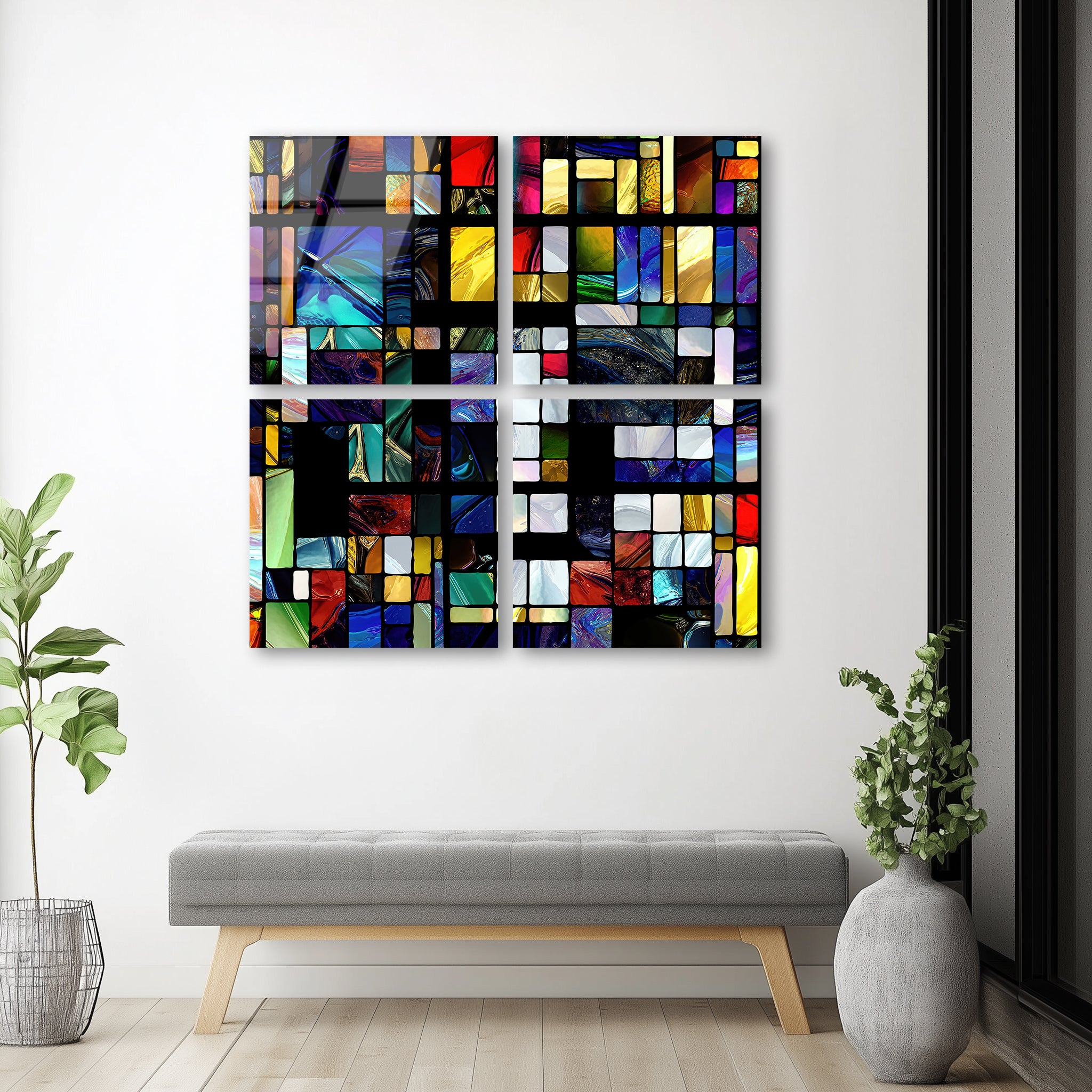 Mega Size Mondrian Quatro | Premium HD Metal Wall Art