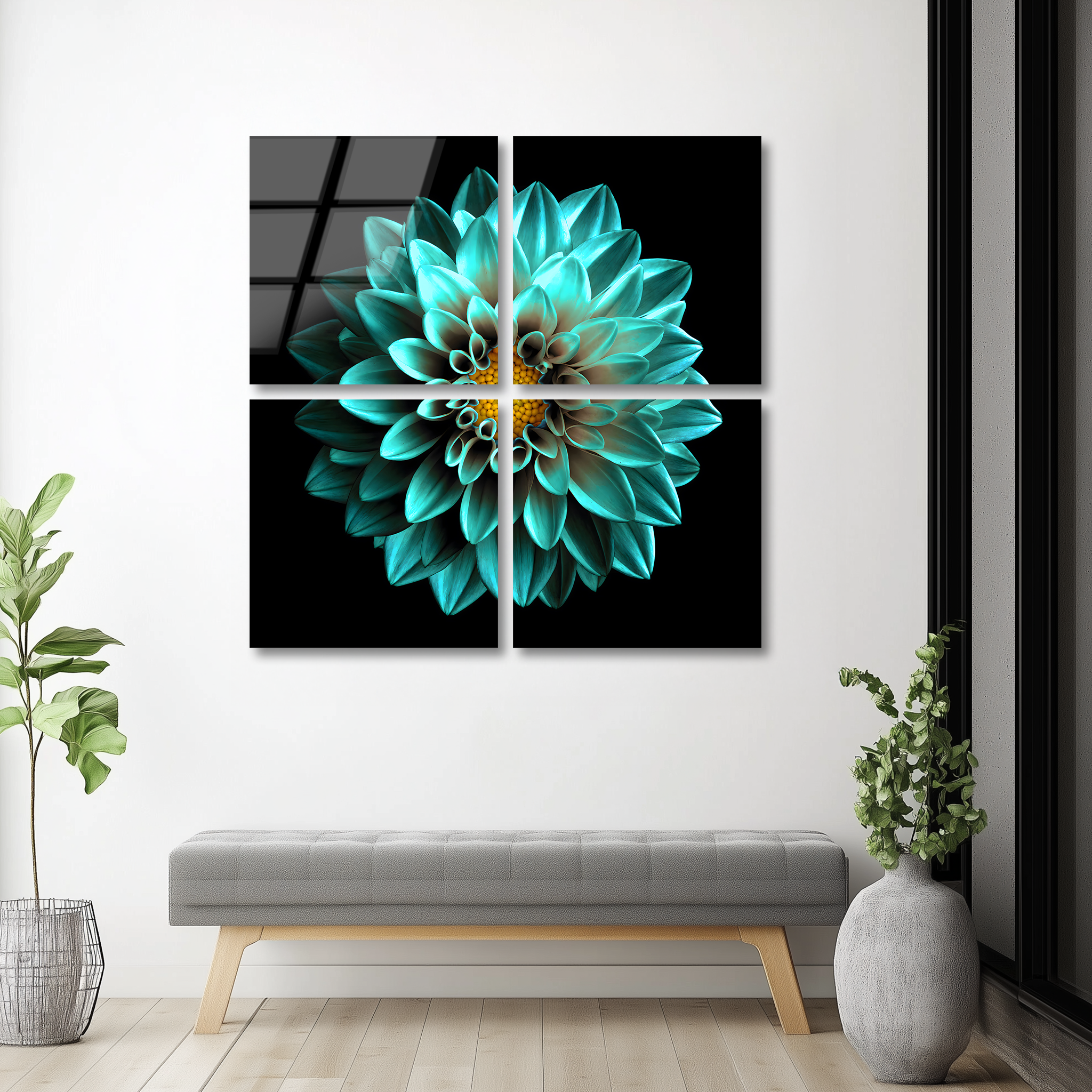Mega Size Green Chrysanthemum Quatro | Premium HD Metal Wall Art