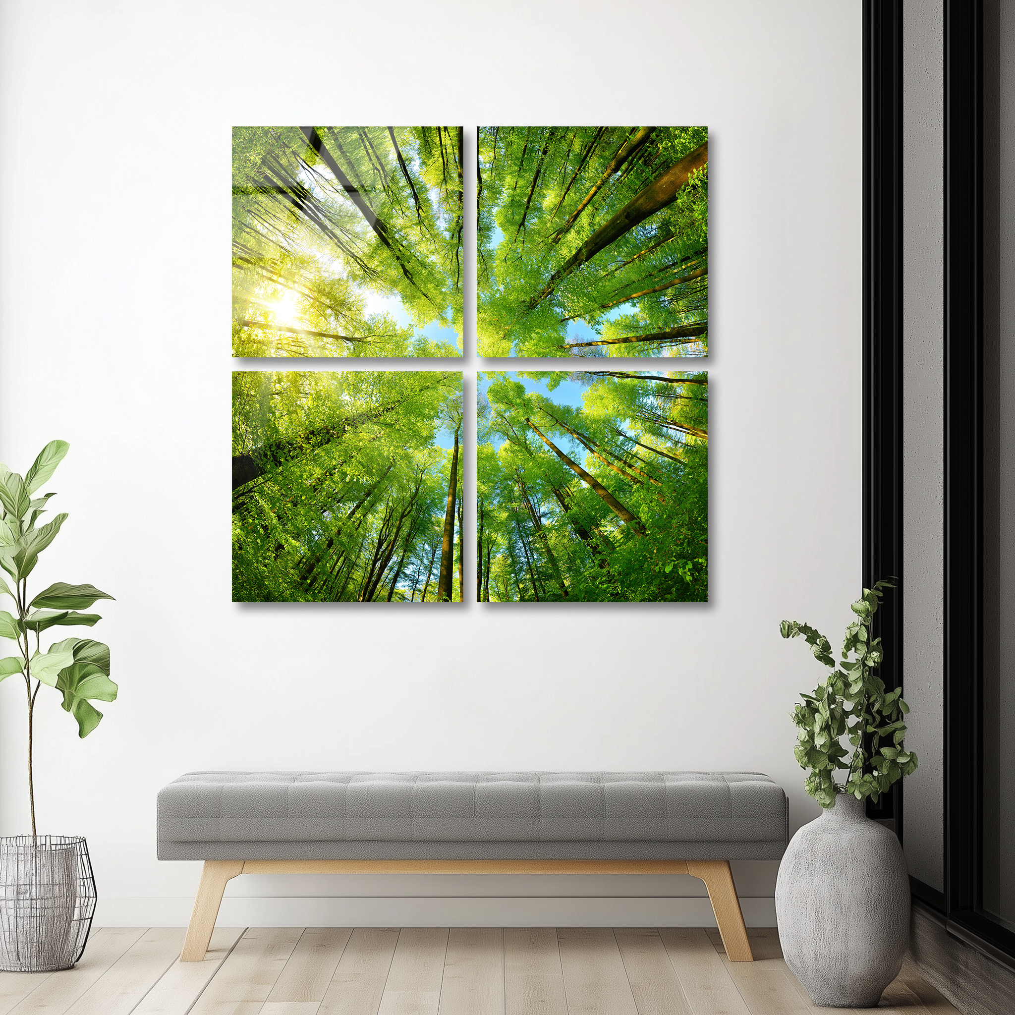 Mega Size Green Trees Quatro | Premium HD Metal Wall Art