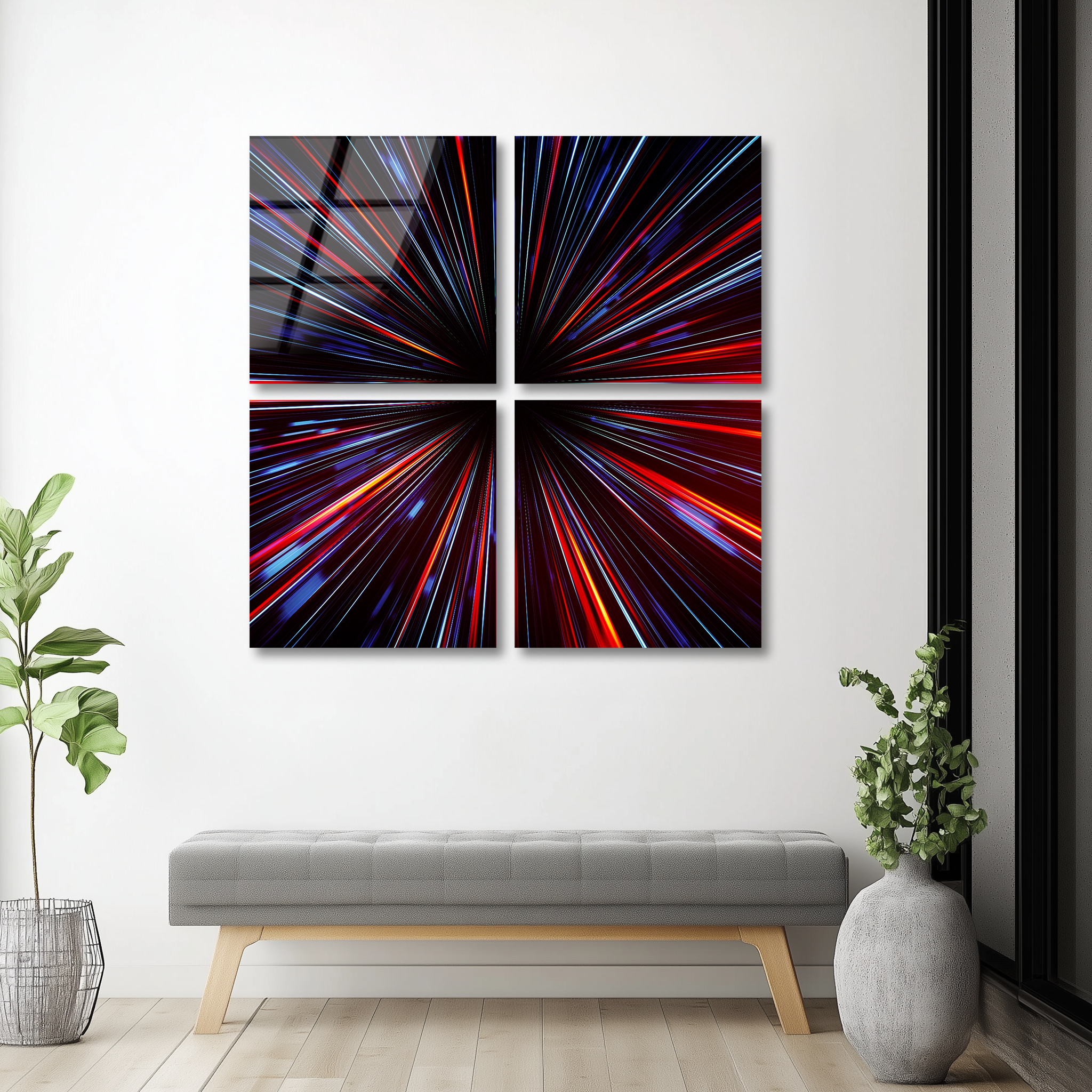 Mega Size Futuristic Data Flow Quatro | Premium HD Metal Wall Art
