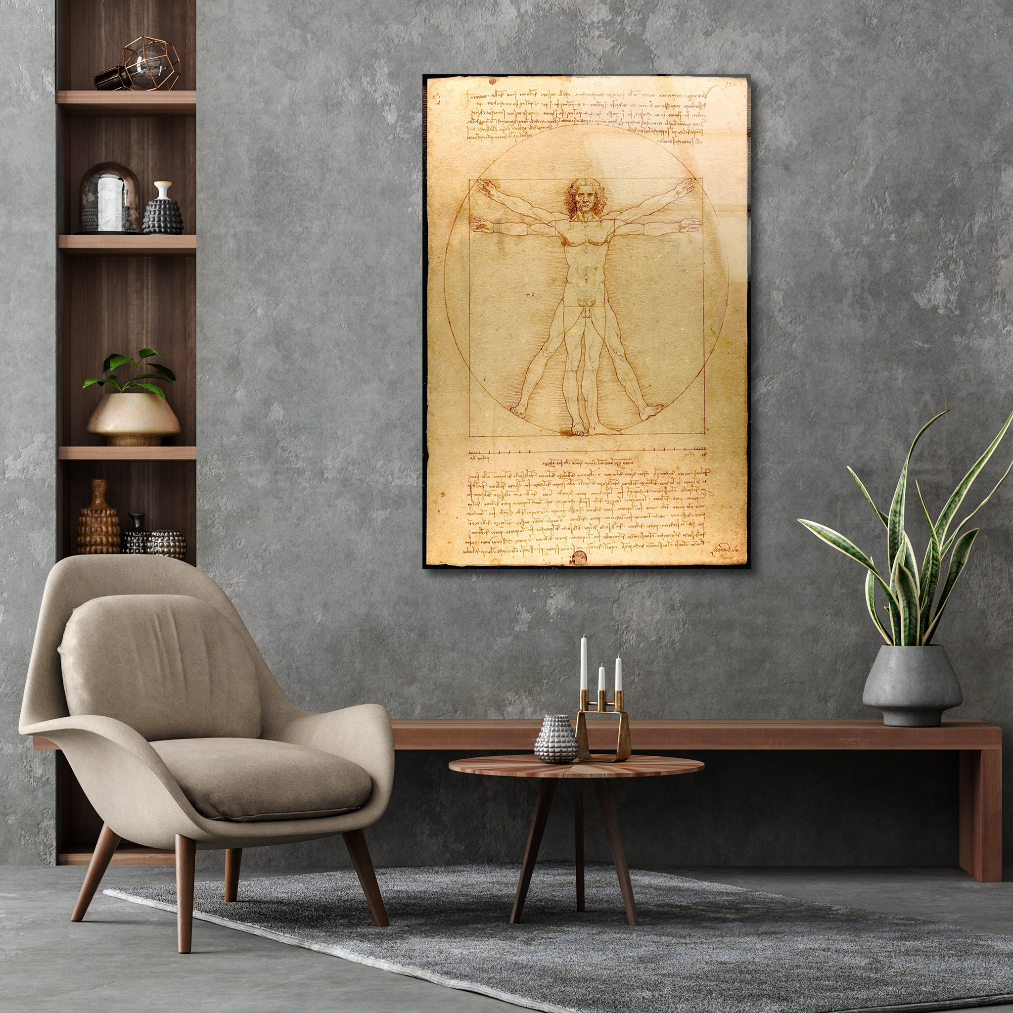 Vitruvian Man by Leonardo da Vinci (1492) | Premium HD Metal Wall Art