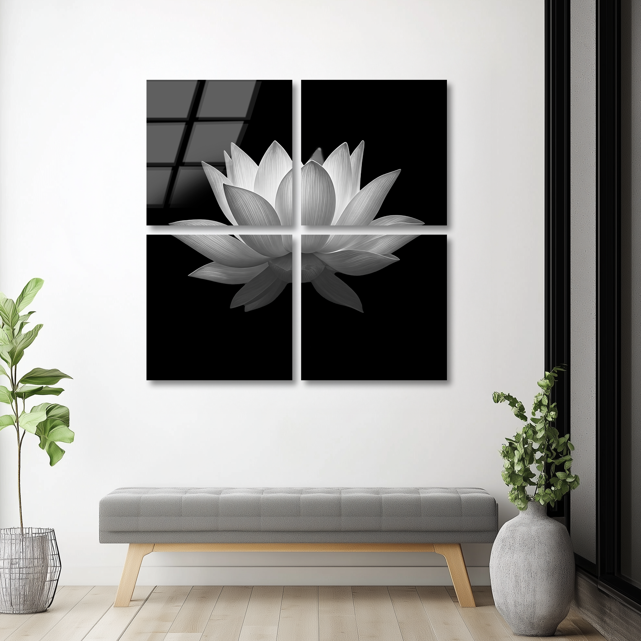 Mega Size White Lotus Quatro | Premium HD Metal Wall Art