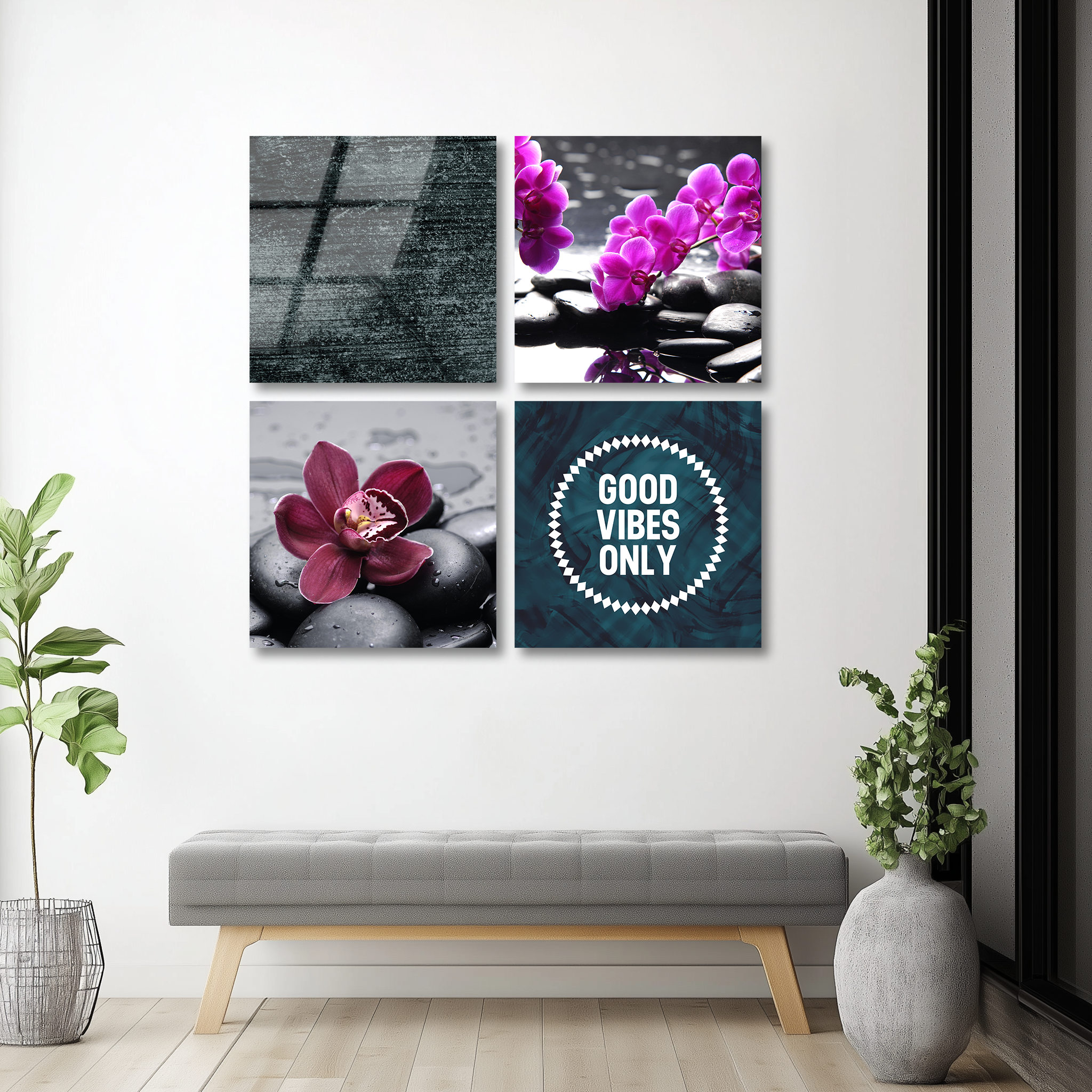 Mega Size Orchids Quatro | Premium HD Metal Wall Art