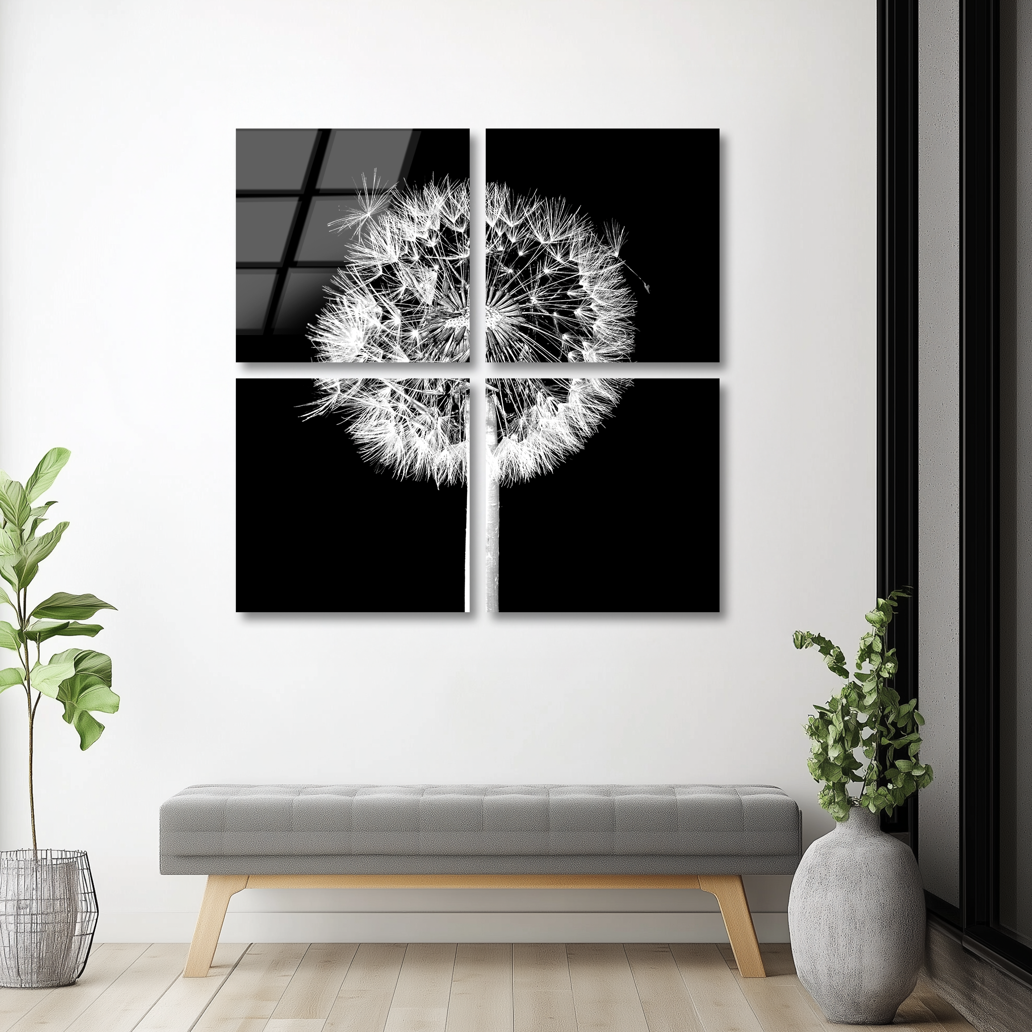 Mega Size Dandelion Bloom Quatro | Premium HD Metal Wall Art