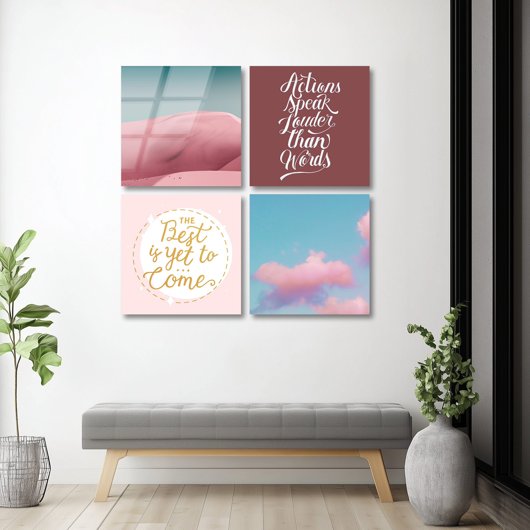 Mega Size Blush Desert Quatro | Premium HD Metal Wall Art