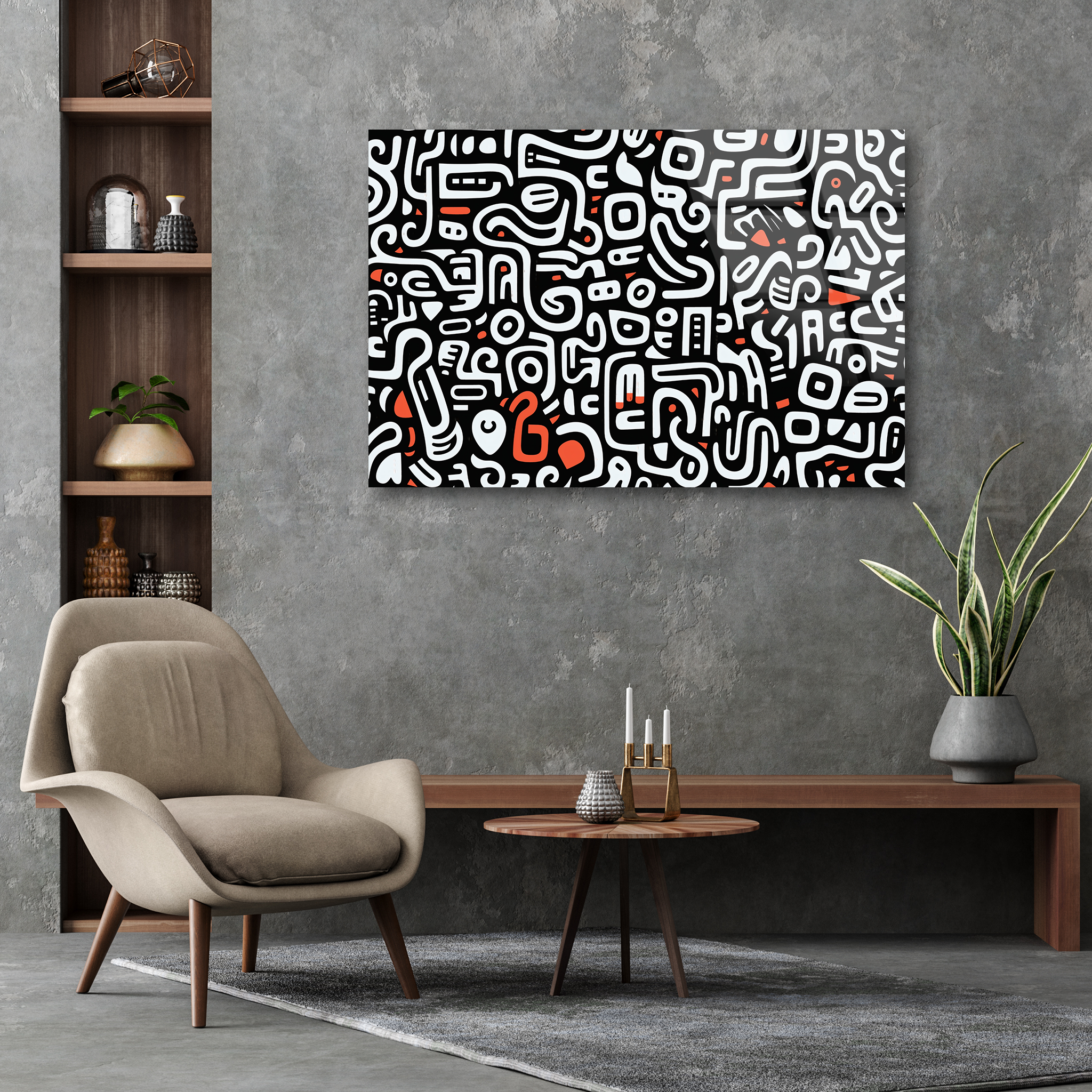 Keith Haring’s Black & White Abstract Pattern | Premium HD Metal Wall Art