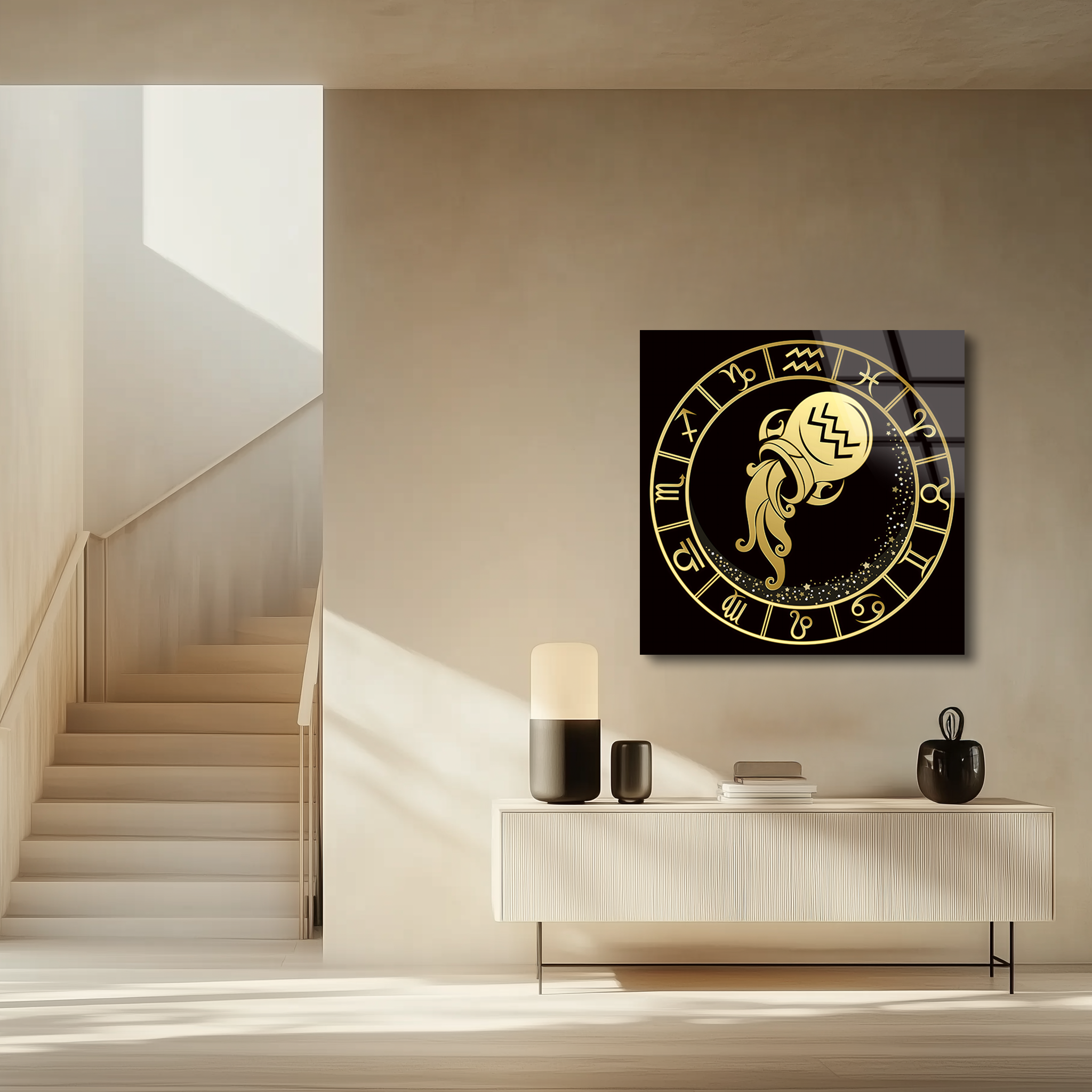 Aquarius Black & Gold | Premium HD Metal Wall Art
