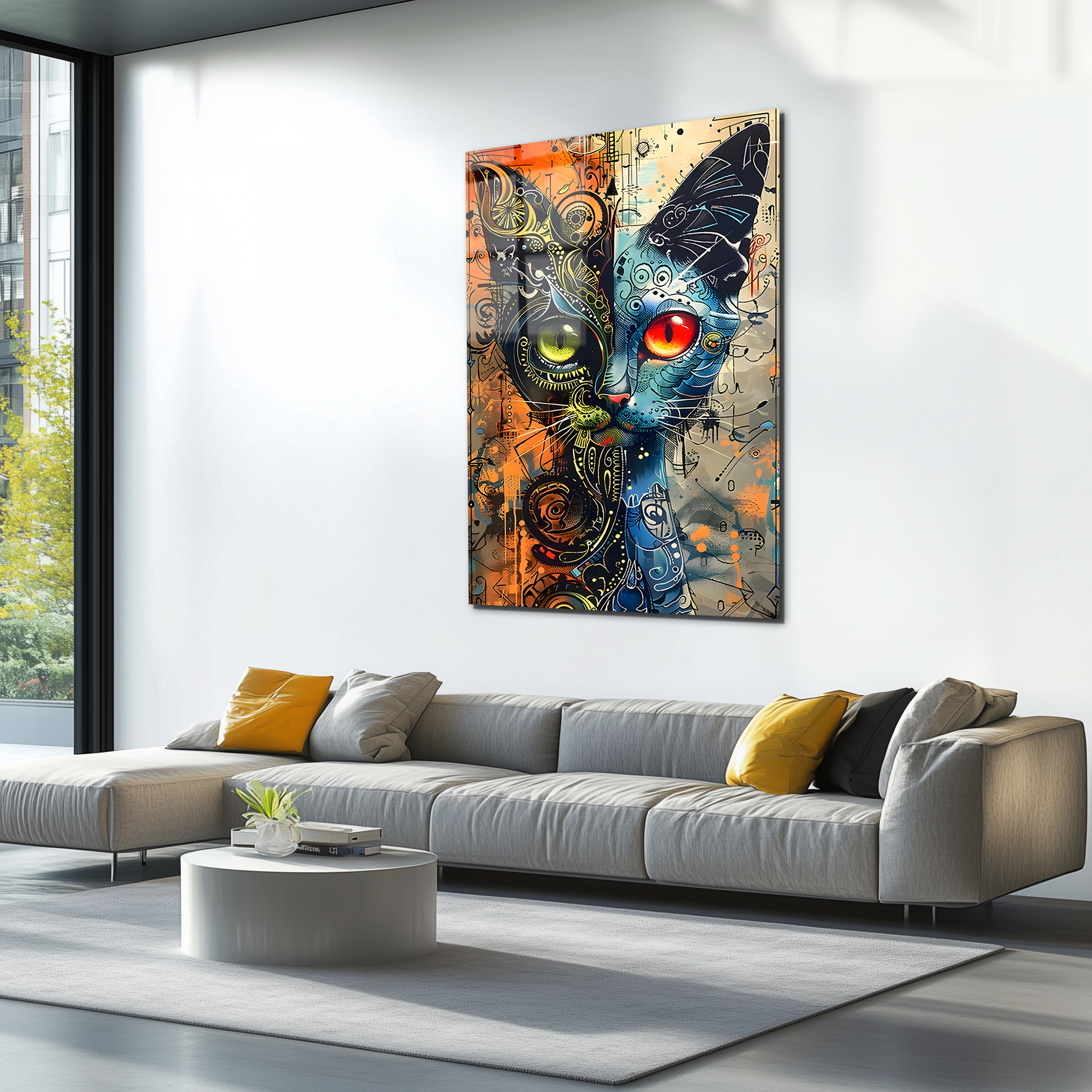 Abstract Cat Art | Premium HD Metal Wall Art