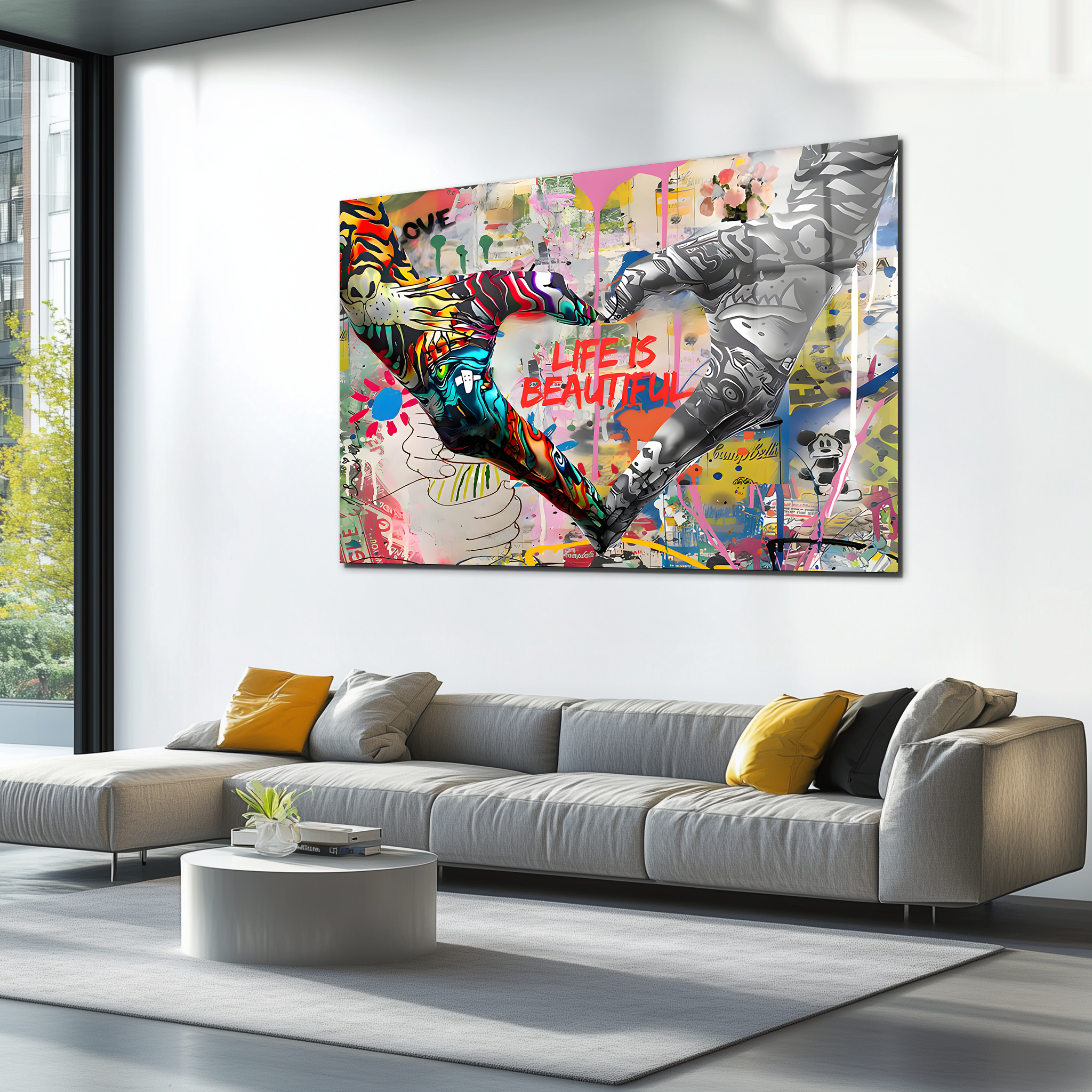 Banksy Couple Canvas Wall Art | Premium HD Metal Wall Art - DezignArt