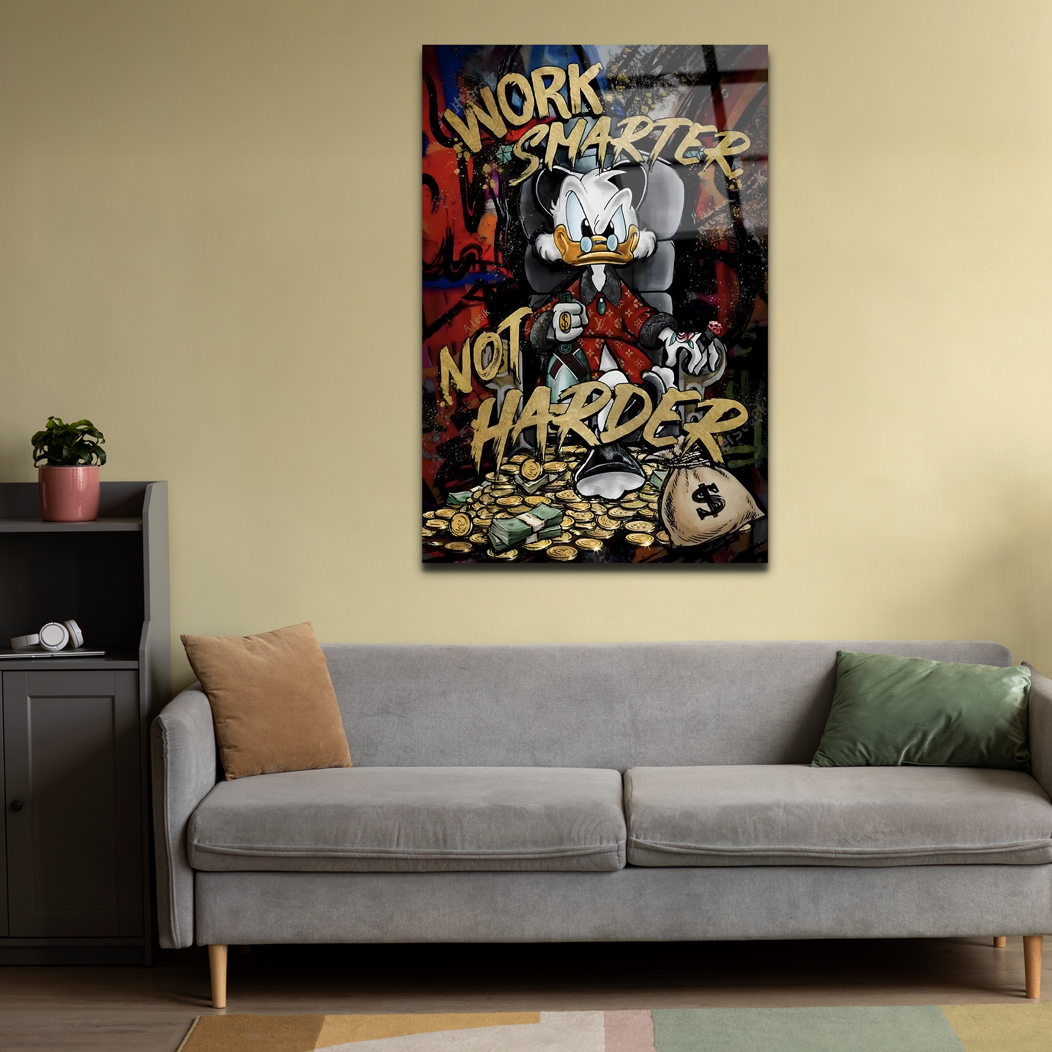 Donald Duck: Work Smarter Not Harder | Premium HD Metal Wall Art