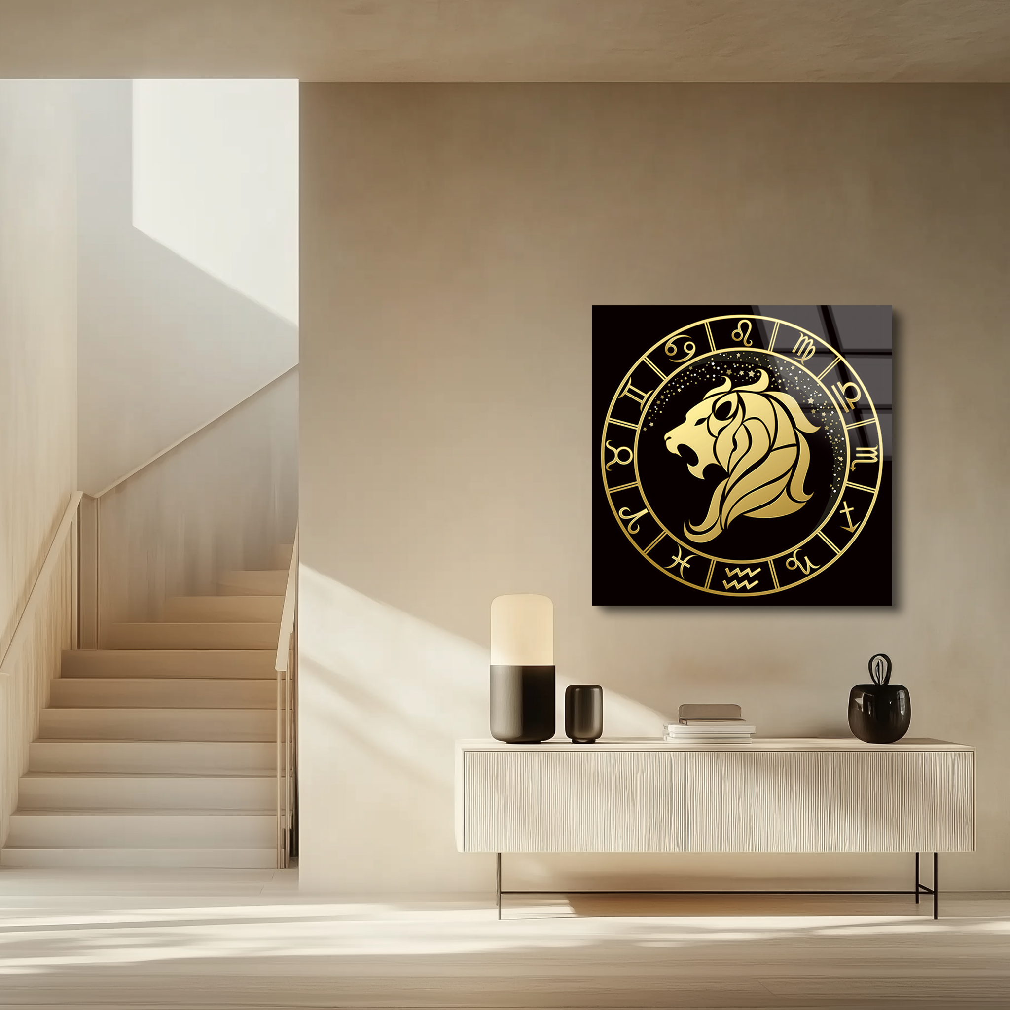 Leo Black & Gold | Premium HD Metal Wall Art