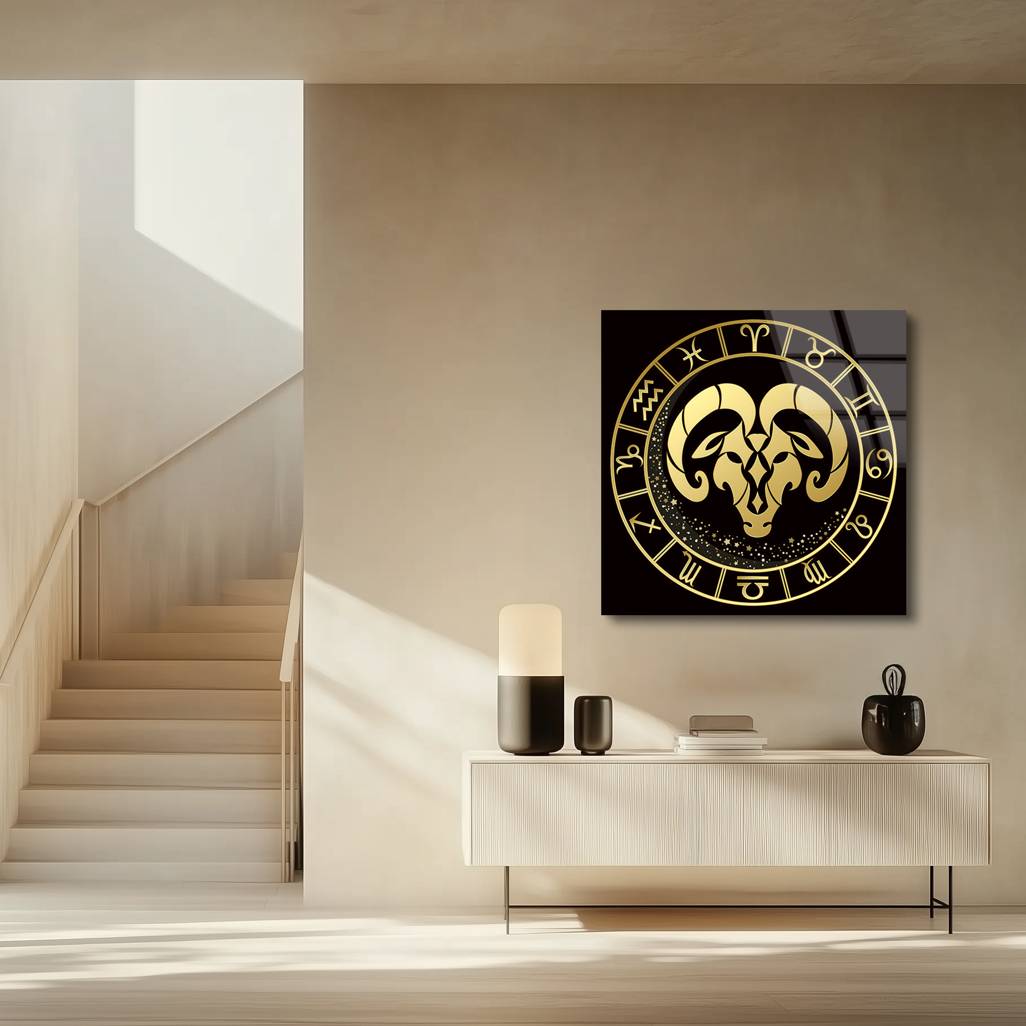 Aries Black & Gold | Premium HD Metal Wall Art