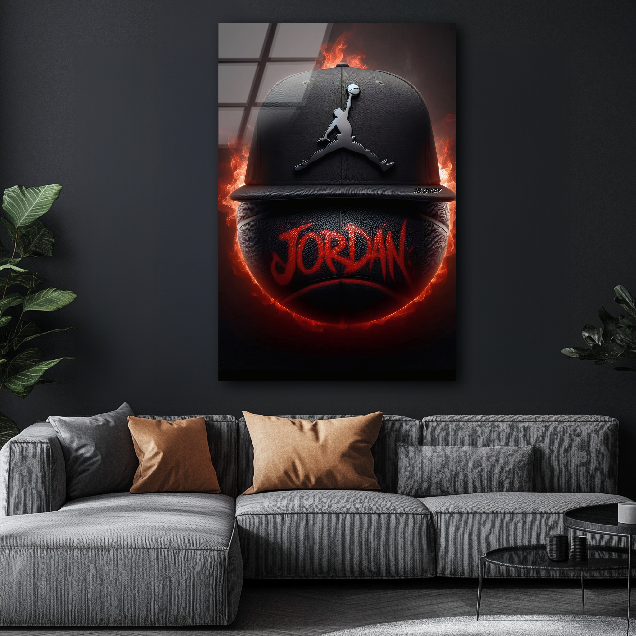 Michael Jordan Cap & Basketball | Premium HD Metal Wall Art