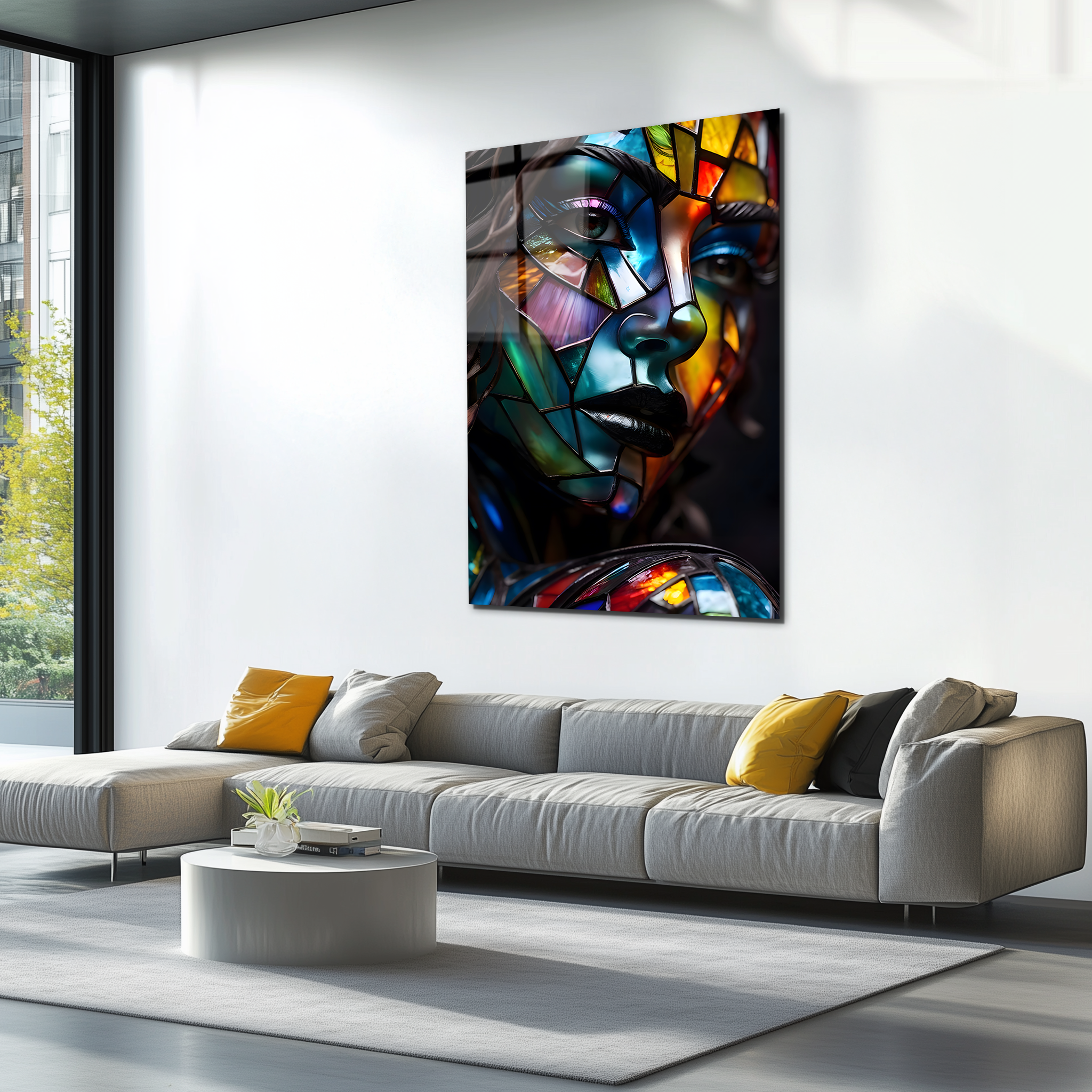 Woman in Stained Glass | Premium HD Metal Wall Art