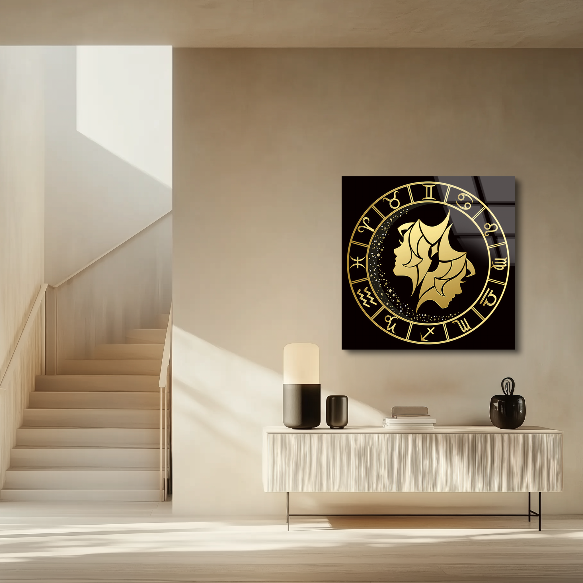 Gemini Black & Gold | Premium HD Metal Wall Art