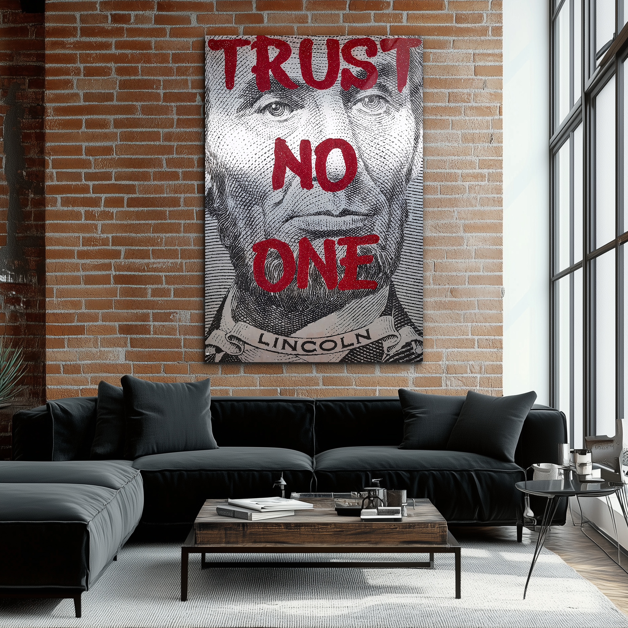 Abraham Lincoln Trust No One Painting | Premium HD Metal Wall Art