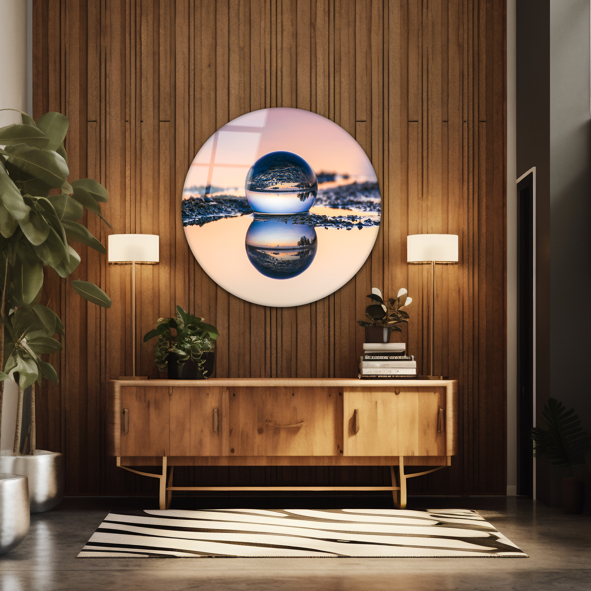 Crystal Ball Sunrise Reflection | Premium HD Round Wall Art