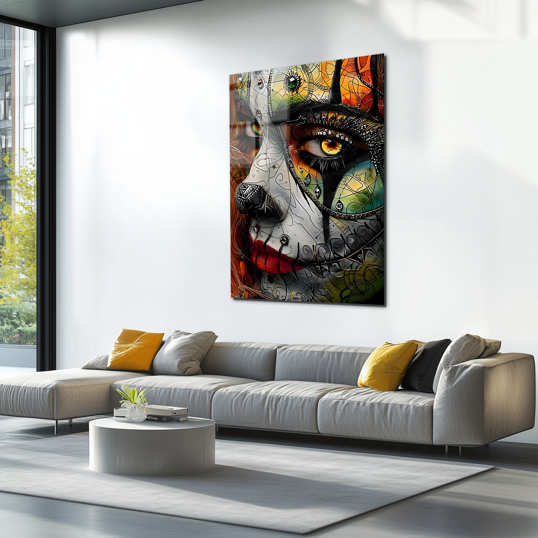 Abstract Female Face Paint Art | Premium HD Metal Wall Art