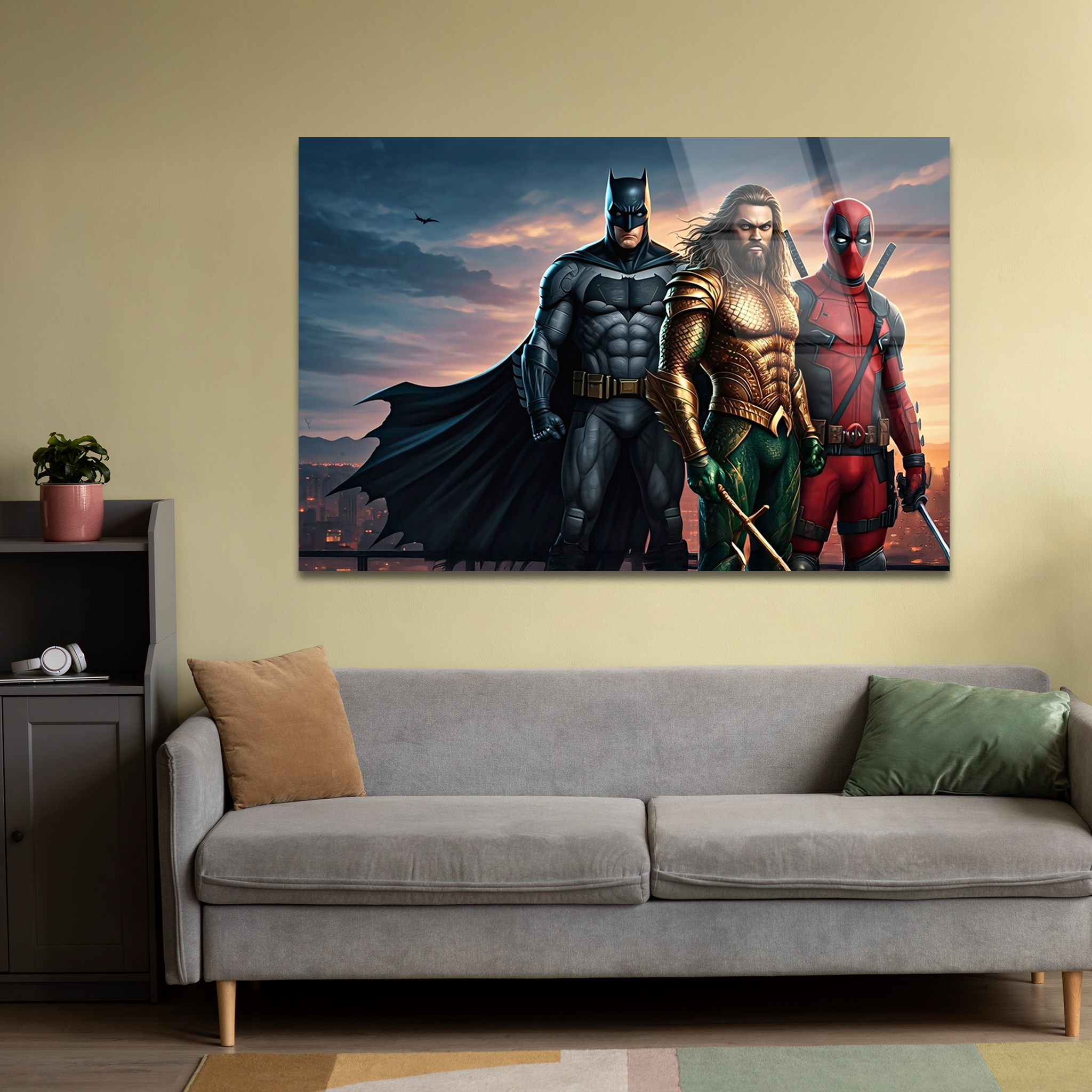 Batman, Aquaman & Deadpool | Premium HD Metal Wall Art