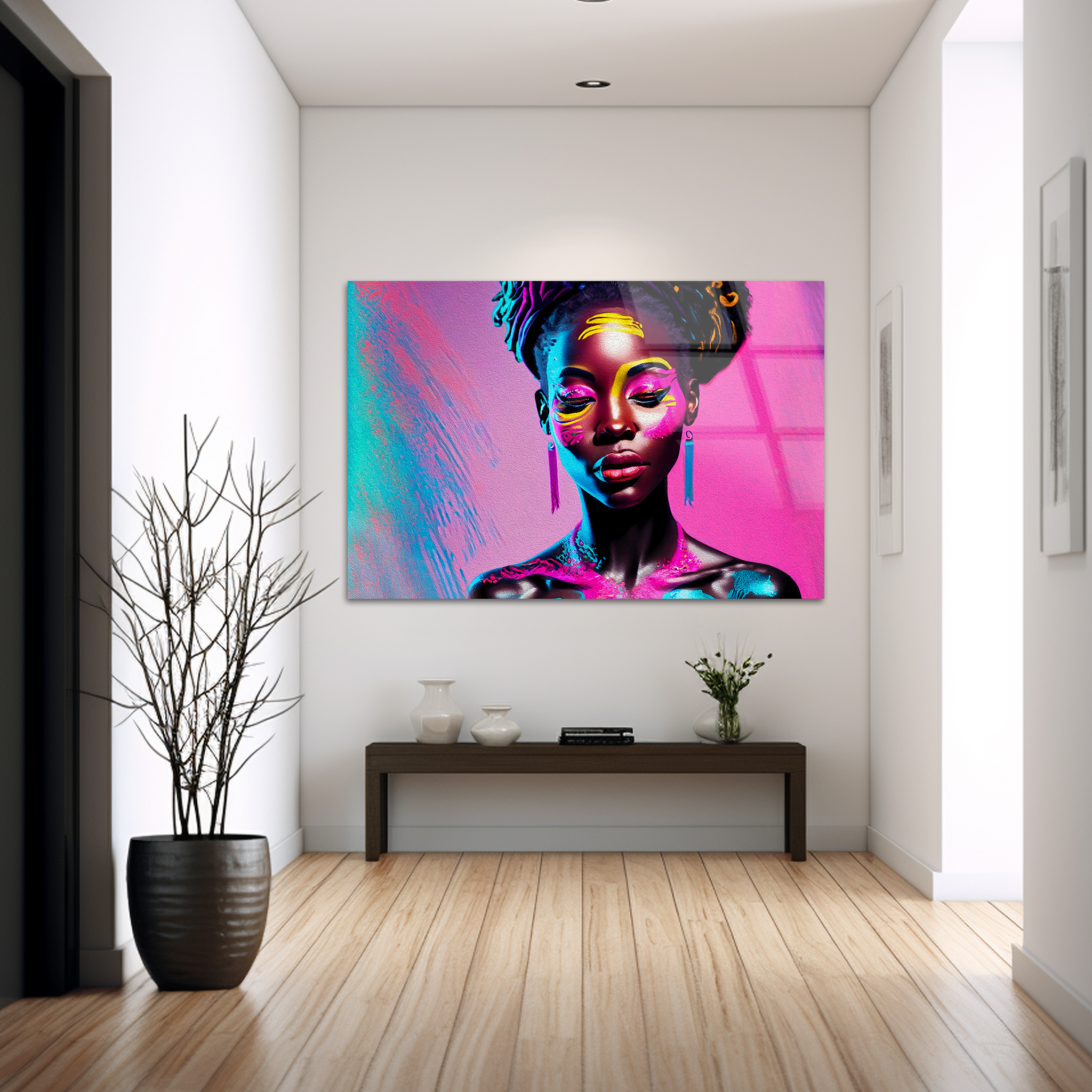 Neon Glow Portrait | Premium HD Metal Wall Art