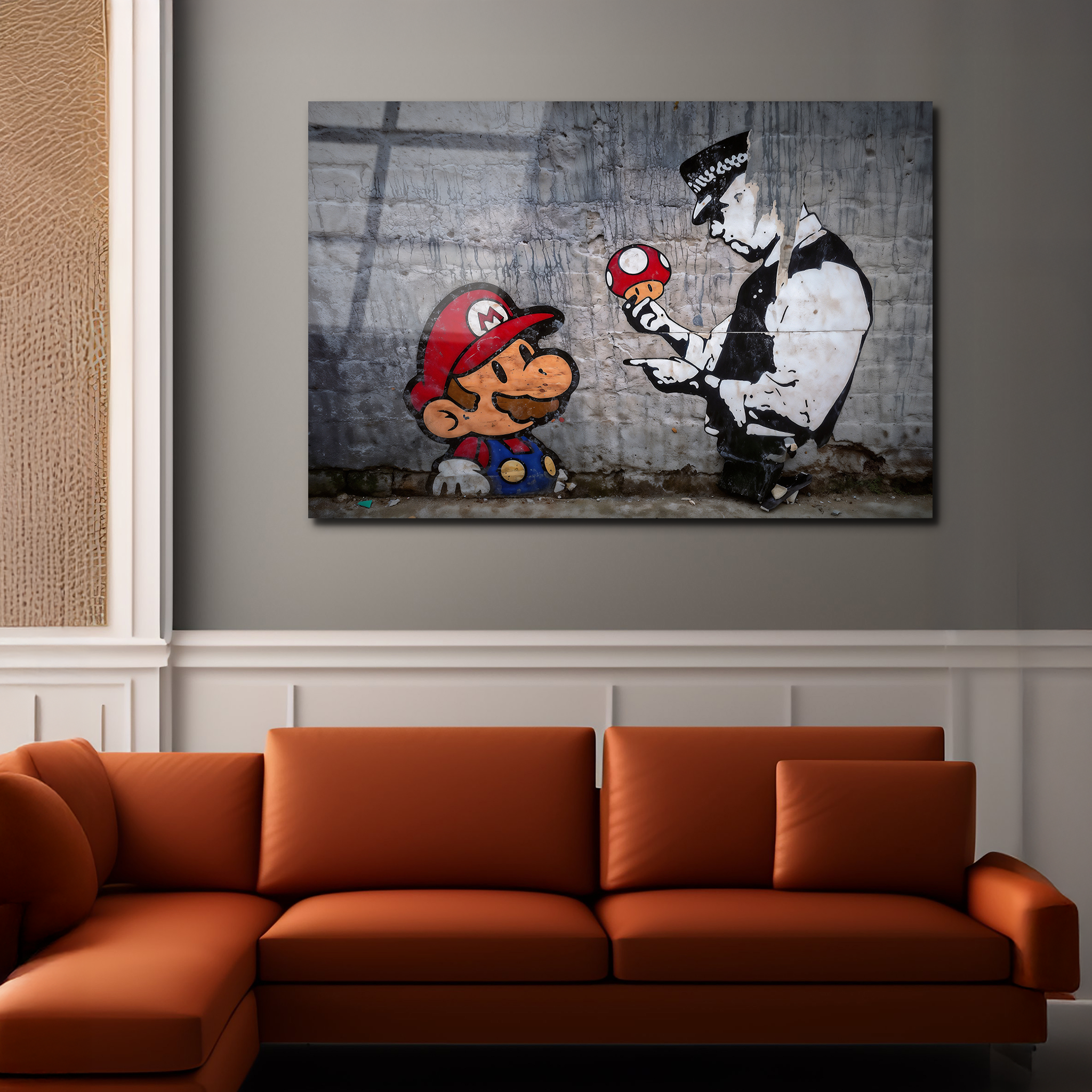 Banksy "Mario with a Policeman" | Premium HD Metal Wall Art - DezignArt