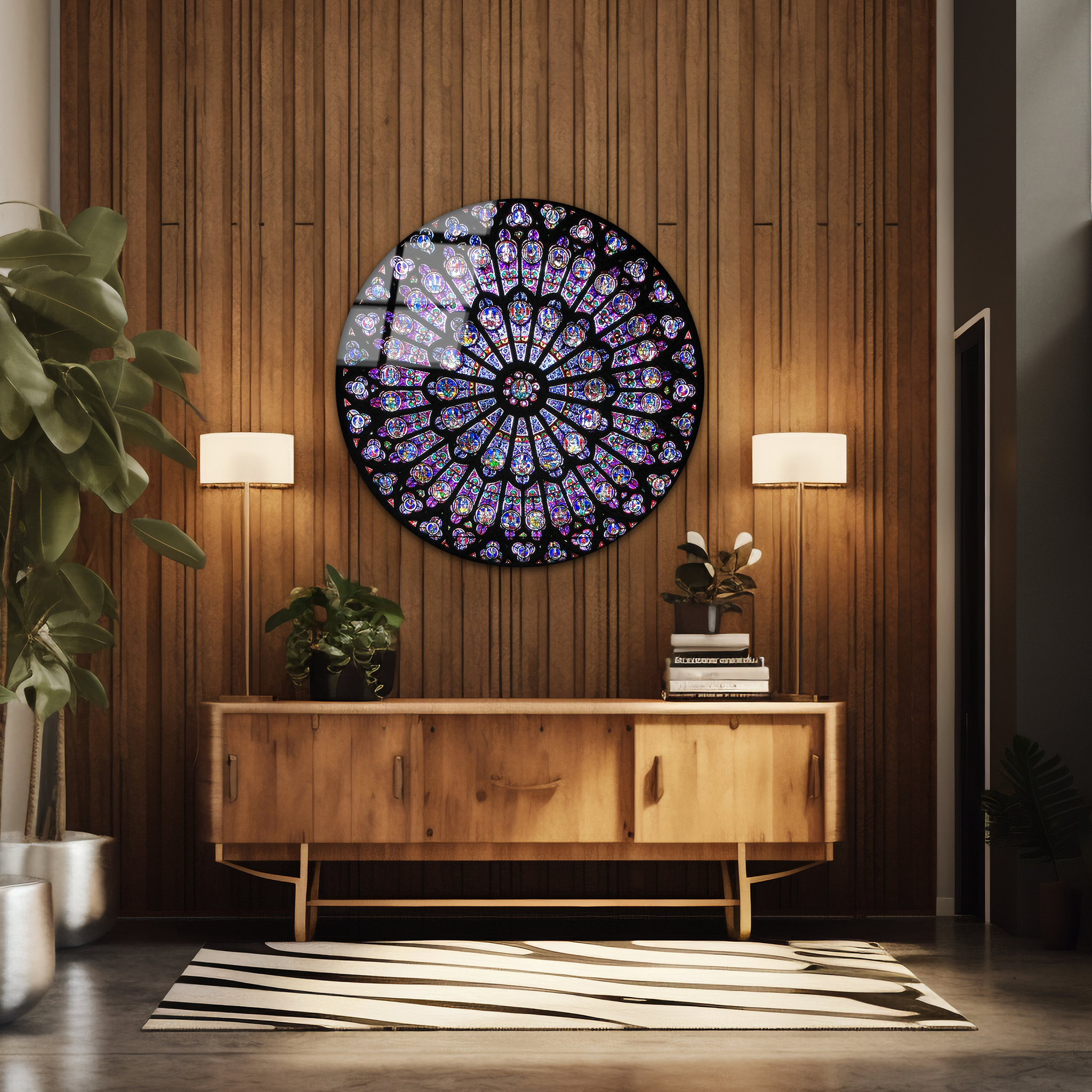 Notre Dame Cathedral Stained Glass | Premium HD Round Wall Art