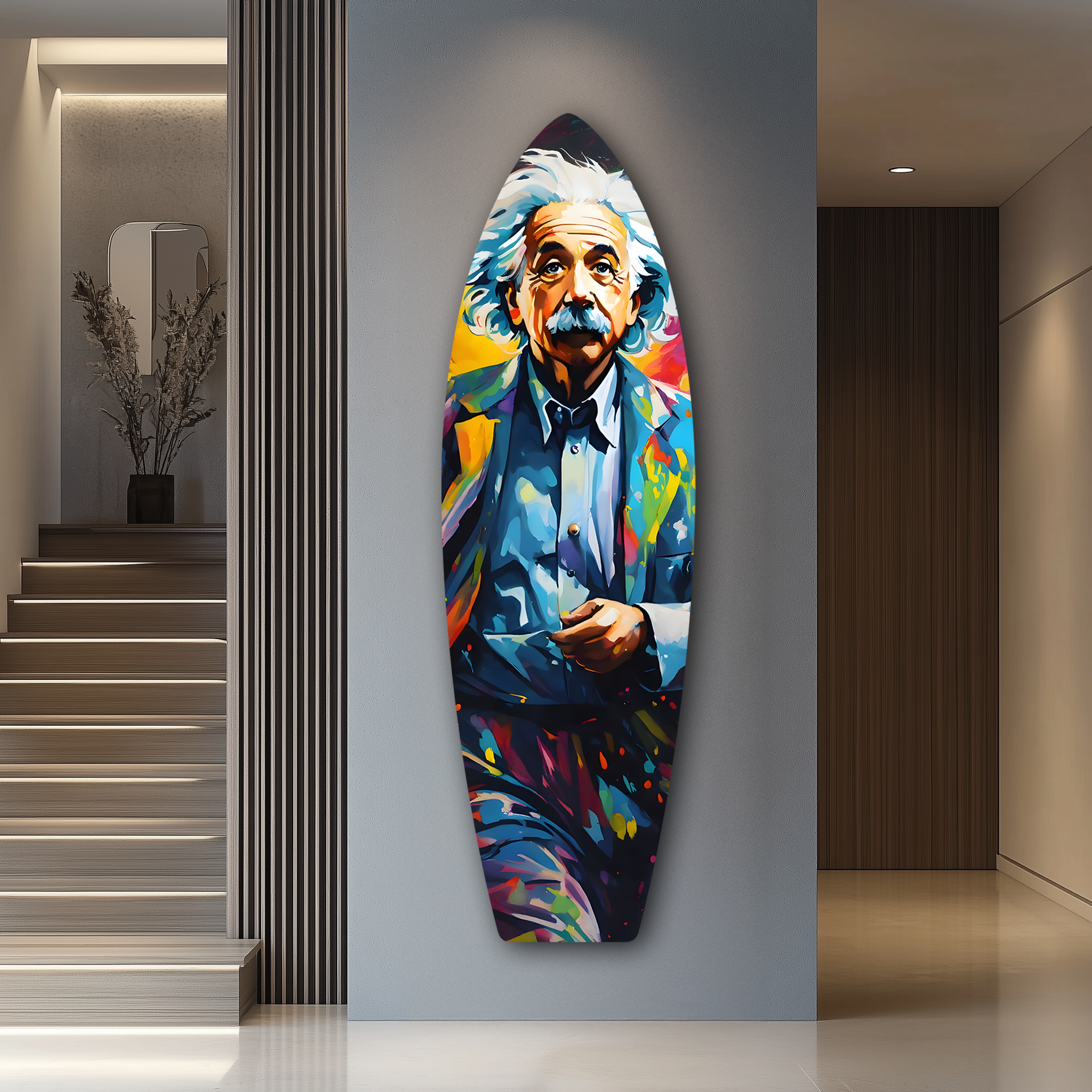 Einstein Surfboard | Premium HD Metal Wall Art
