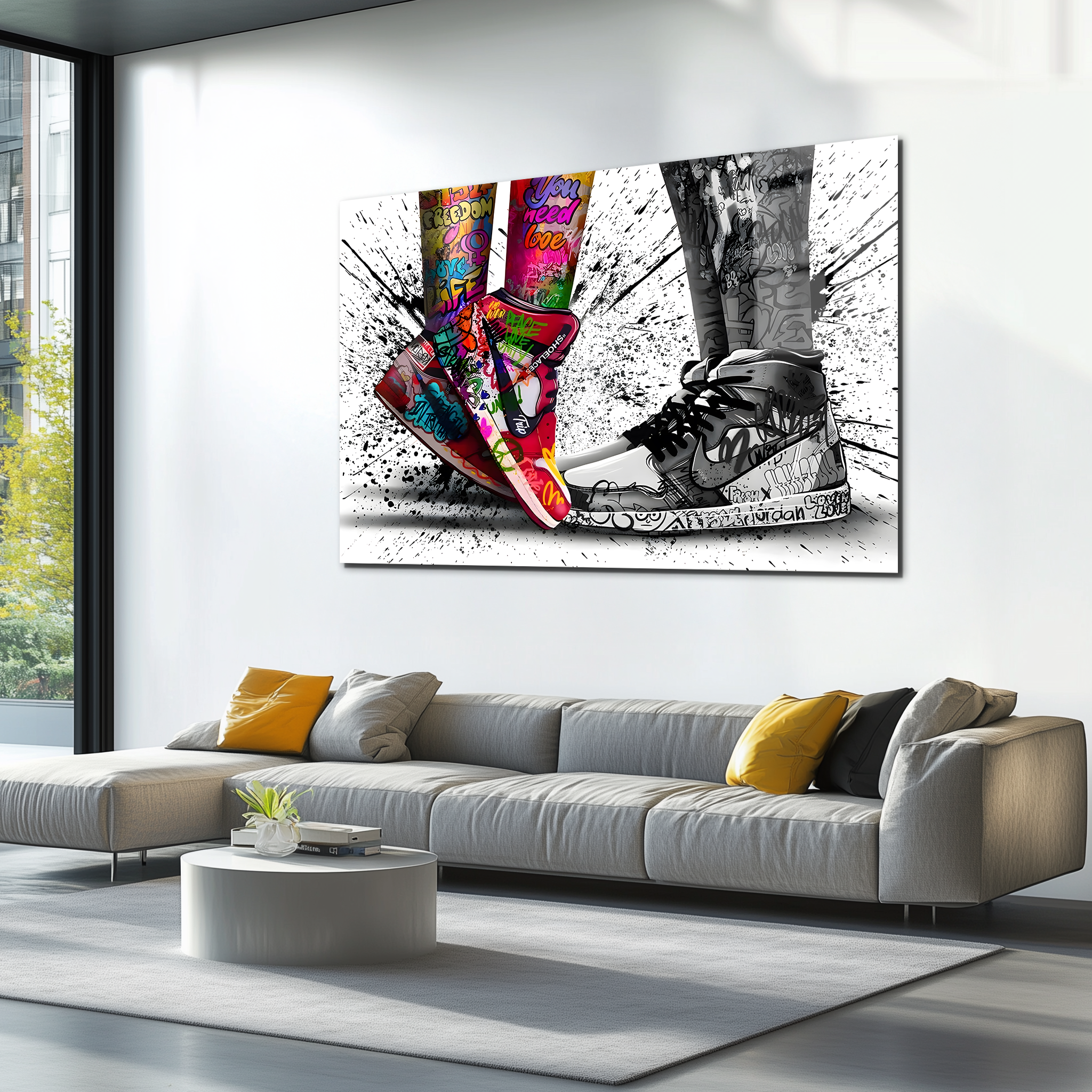 Shoes Graffiti Decor, Love in Jordan Shoes | Premium HD Metal Wall Art - DezignArt