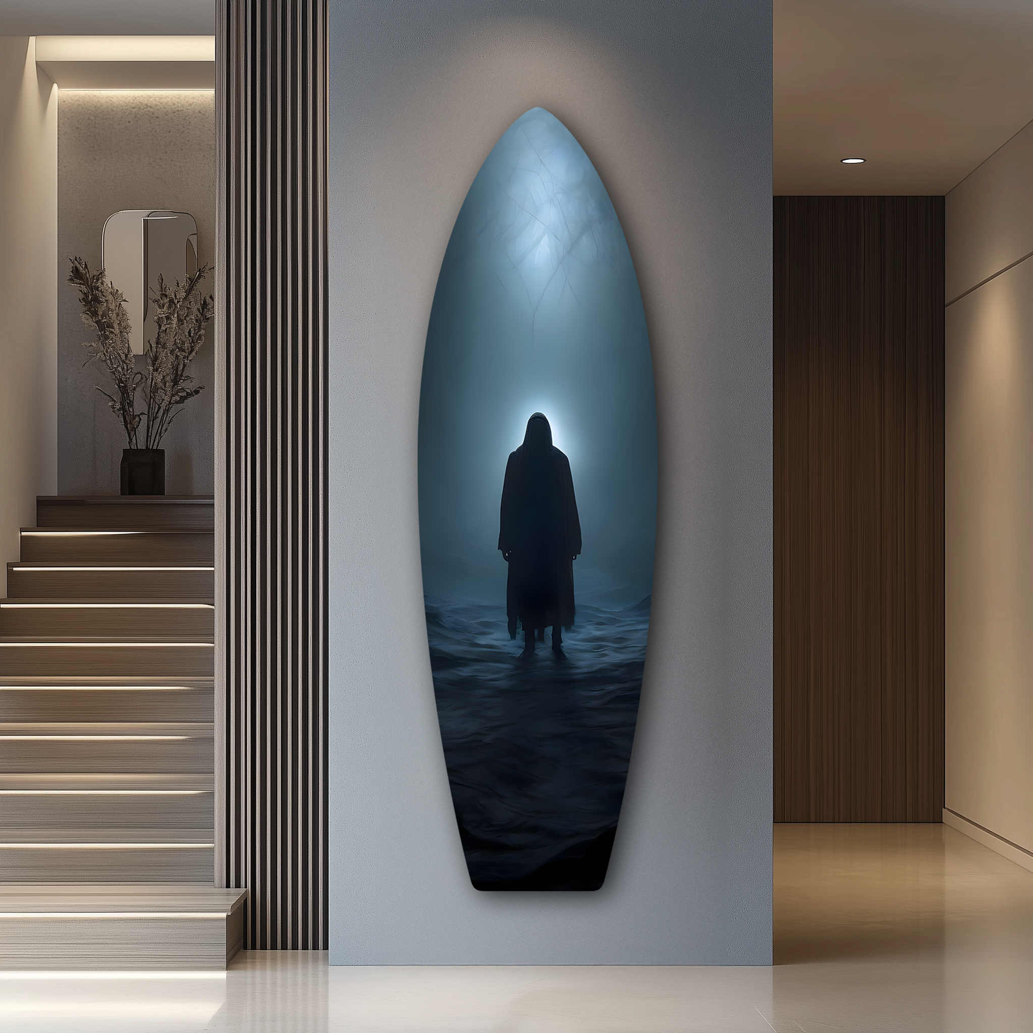 The Shadow Walker Surfboard | Premium HD Metal Wall Art