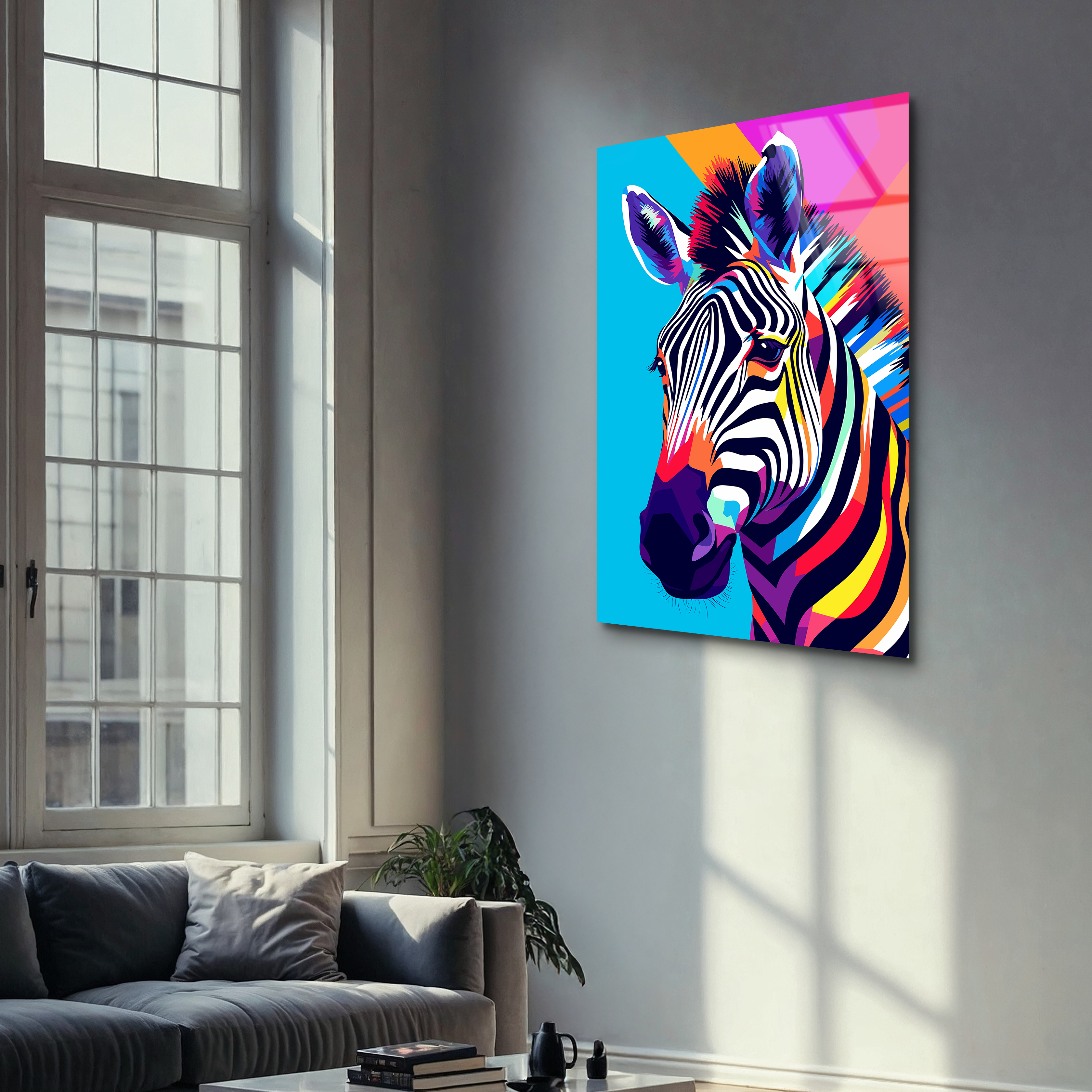 Colorful Zebra Pop Art | Premium HD Metal Wall Art