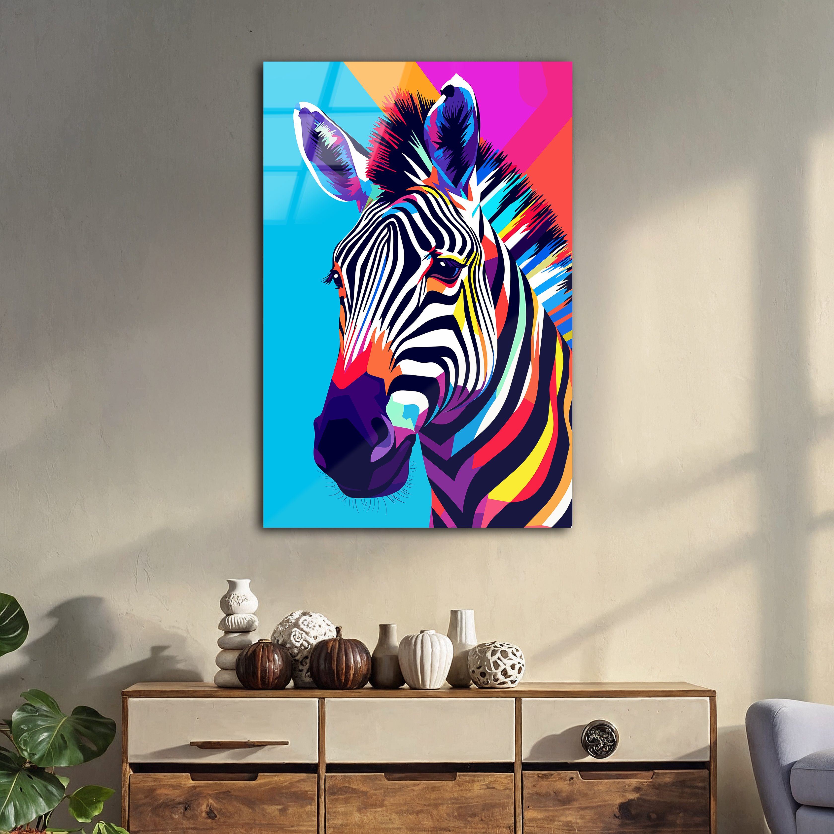 Colorful Zebra Pop Art | Premium HD Metal Wall Art